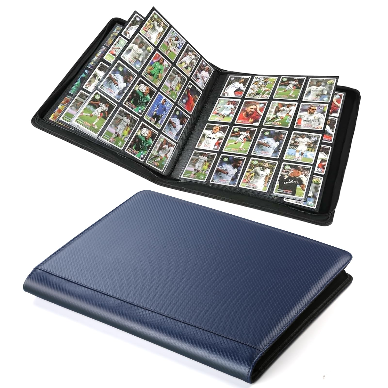 Arkeiliy Premium Ringless Trading Card Binder - 1024 Capacity, 16 Side-Loading Pockets per Page, Archival Quality Protection & Anti-Slip Spine for TCG, MTG, Sports Cards (Navy blue II)