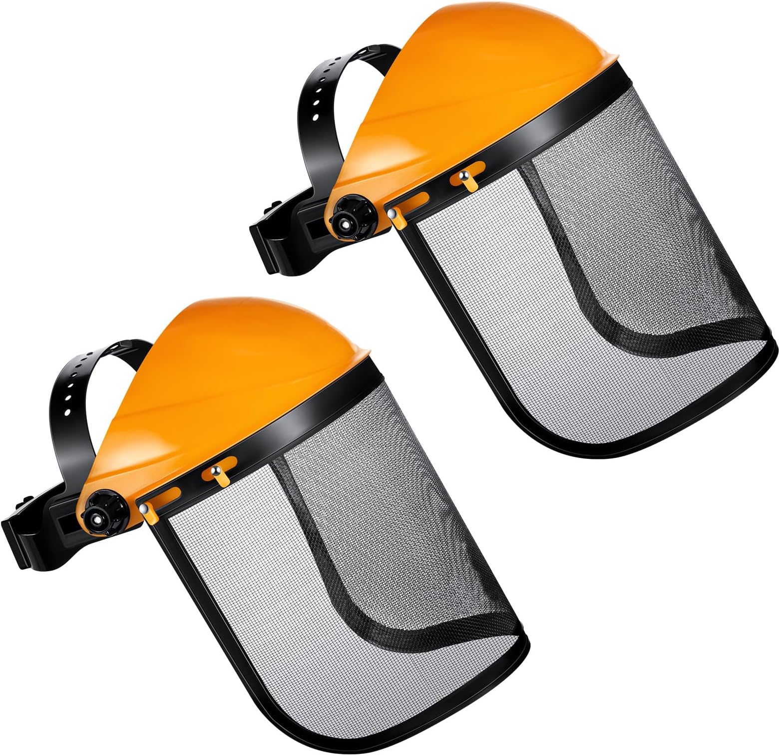 2 Pcs Safety Face Shield Adjustable Safety Helmet with Visor Chainsaw Helmet Strimmer Face Guard Face Protection Shield Forestry Hat for Gardening Logging Lawn (Orange)