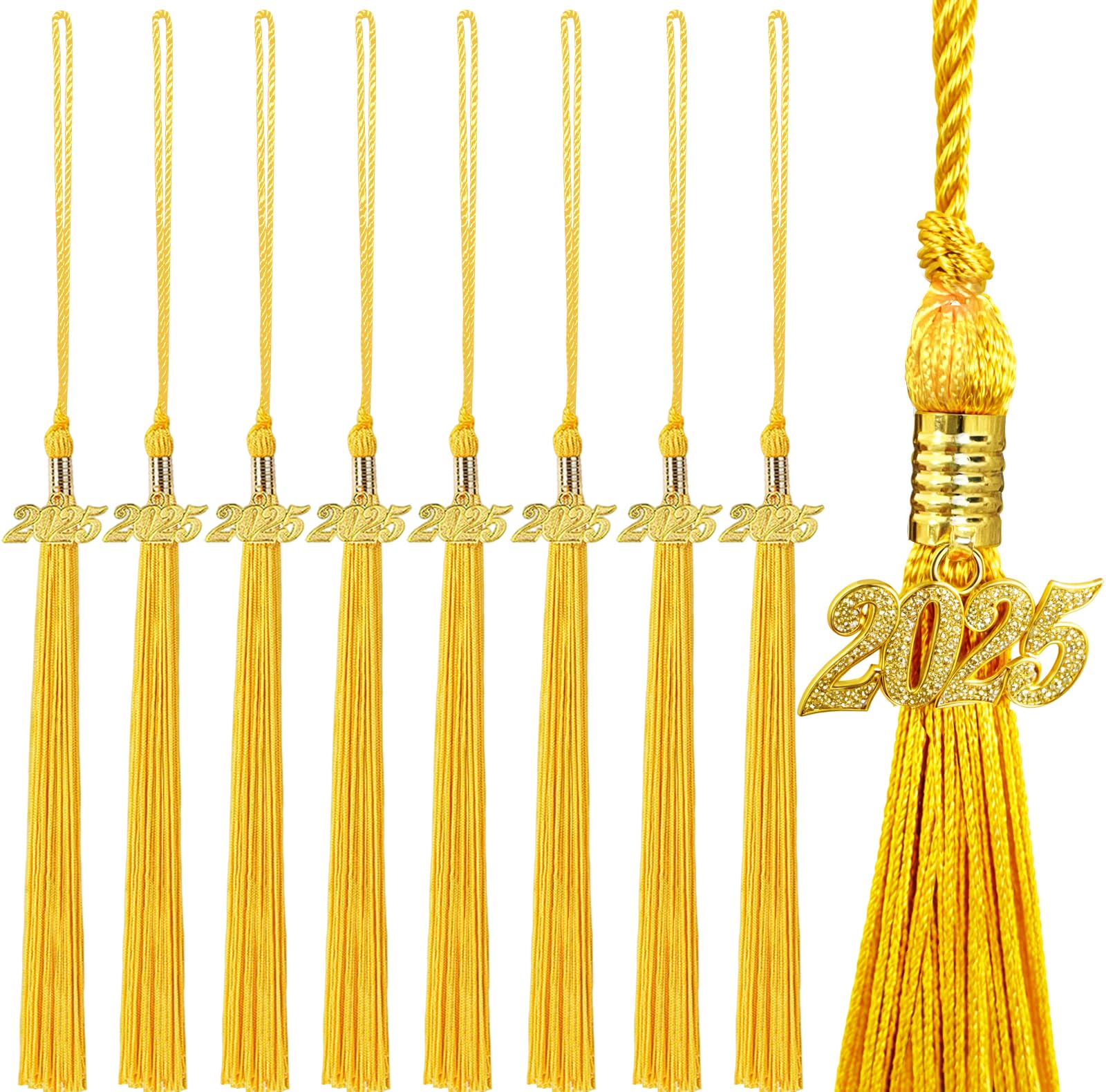 20Pcs Gold Graduation Tassels Academic Grad Cap Hat Tassel with 2025 Gold Charm for 2025 Graduation Ceremonies Accessories