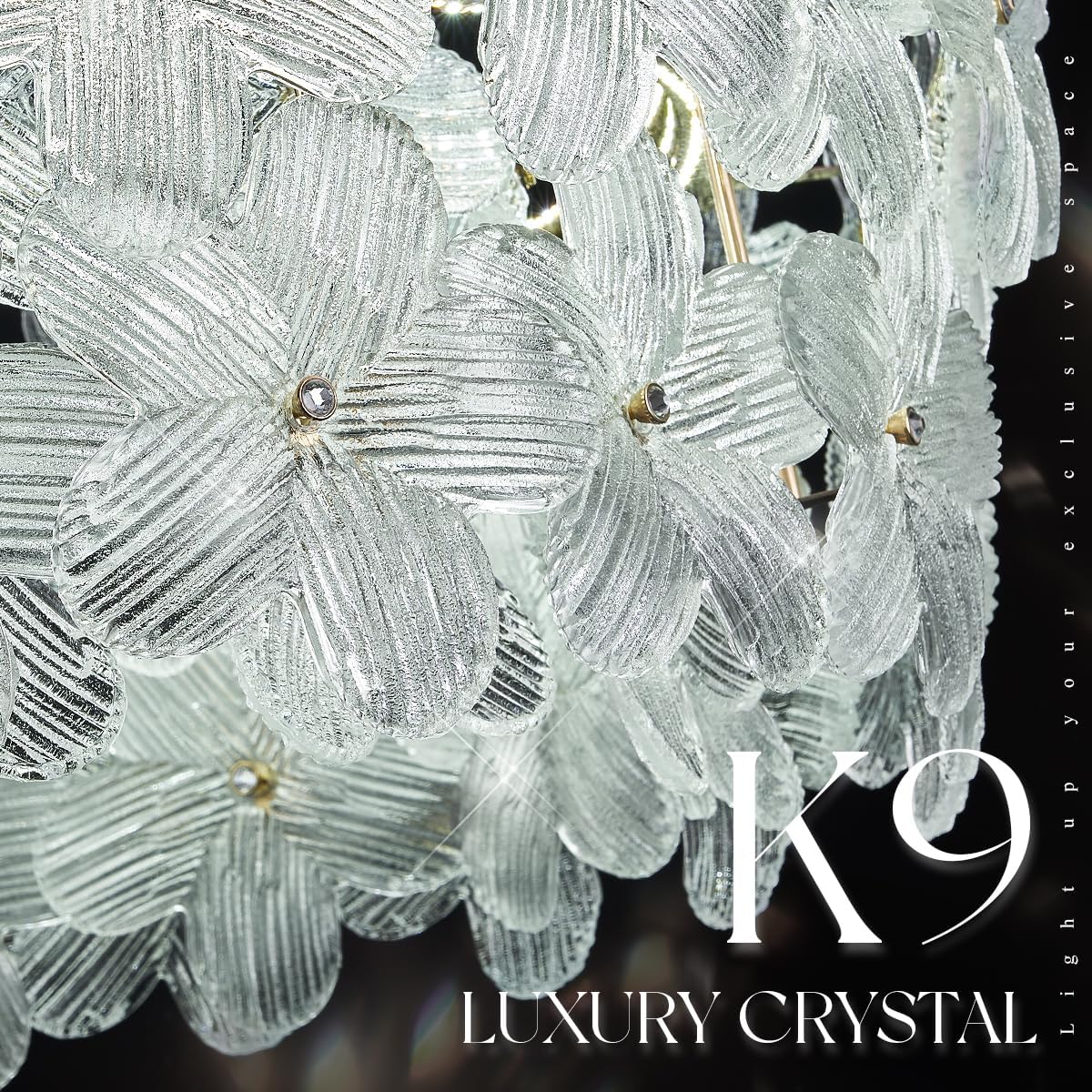 D32’’ Flower Luxury Crystal Modern LED Chandelier Gold Dimmable 3000-6500K Large Contemporary Chandeliers Light with Remote Control for High Ceiling Foyer Living Room Bedroom Entryway