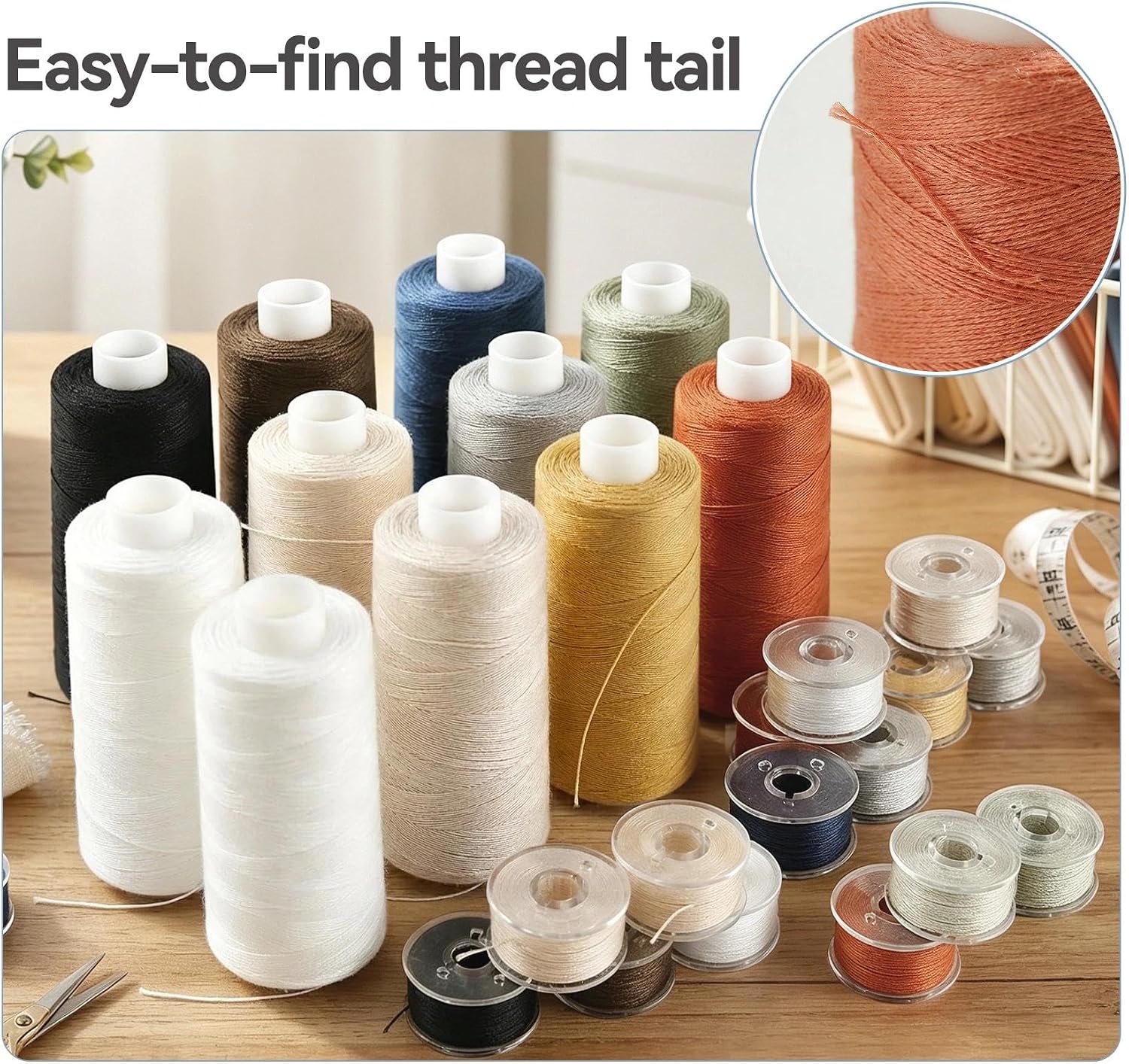 ilauke 24pcs Sewing Thread Bobbins Kit, 12 Colors 550 Yard Thread for Sewing Matched 50 Yard Prewound Bobbins, Polyester Threads for Machine Home Hand Crafting