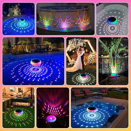 Miniatura 2 de Luces Solares Flotantes para Piscina, 7.6 Pulgadas RGB Superior e Inferior que Cambian de Color, Luces Solares para Piscina que Flotan con Efectos