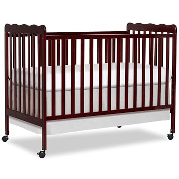 Dream On Me Full Size Carson 3-in-1 Convertible Baby Crib, Locking Wheels | Portable & Converts to Toddler Bed & Daybed, 3 Adjustable Height, Wooden Crib, GREENGUARD Gold & BSA Verified, Espresso