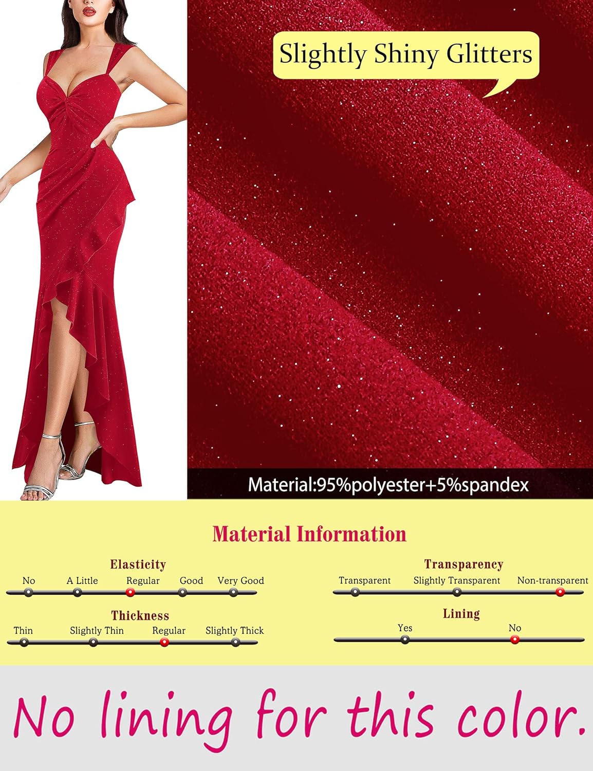 VFSHOW Womens Glitter Sweetheart V Neck Twist Front Backless Ruched Ruffle Slit Formal Evening Gown Maxi Dress - Image 7