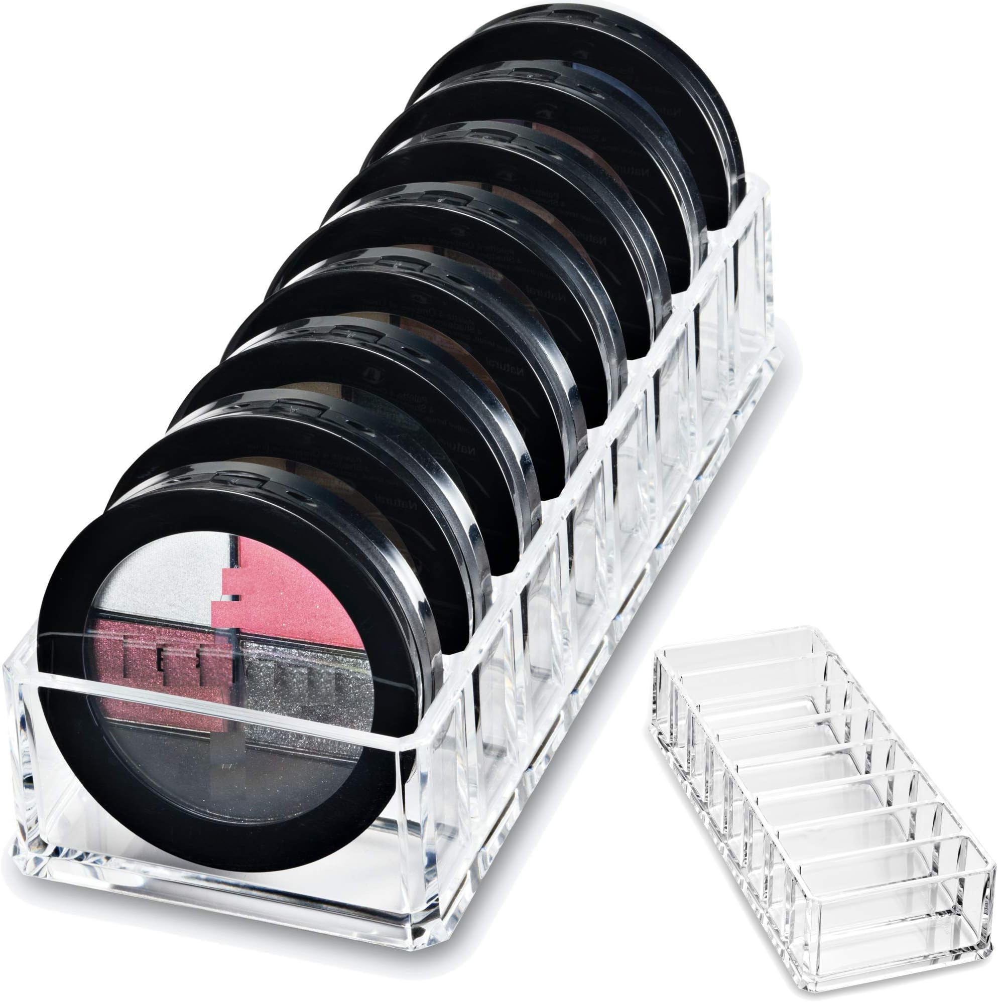 byAlegory Acrylic (Bronzer, Highlighter, Powder, Blush) Compact Makeup Organizer | 8 Space Cosmetic Storage (CLEAR)