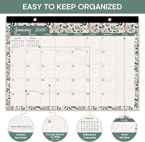 Miniatura 30 de Calendario de escritorio 2025-2026, calendario de 18 meses hasta diciembre de 2026 – Calendario mensual grande de 17 x 12 pulgadas de A-Vintage