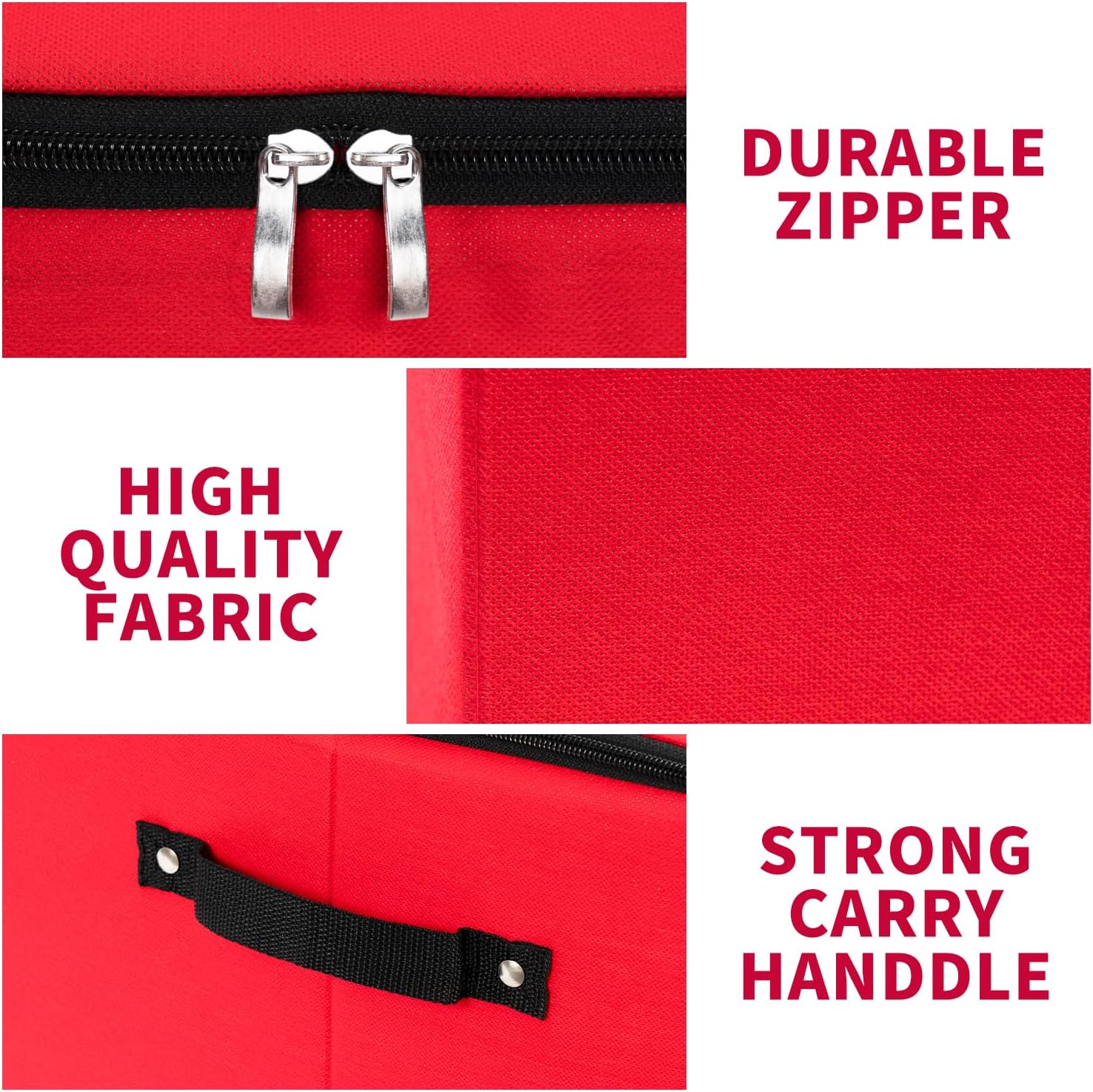 Large Christmas Ornament Storage Box With Adjustable Dividers,Ornament Storage Container with Two Handlesfor 128 Holiday Decorations,Red - Image 7