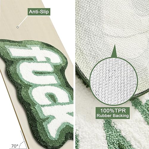 Miniatura 7 de RoomTalks Alfombras de pasillo divertidas y bonitas de 2 x 4.3 pies para dormitorio y baño, modernas y divertidas, color verde fresco, extra largas,