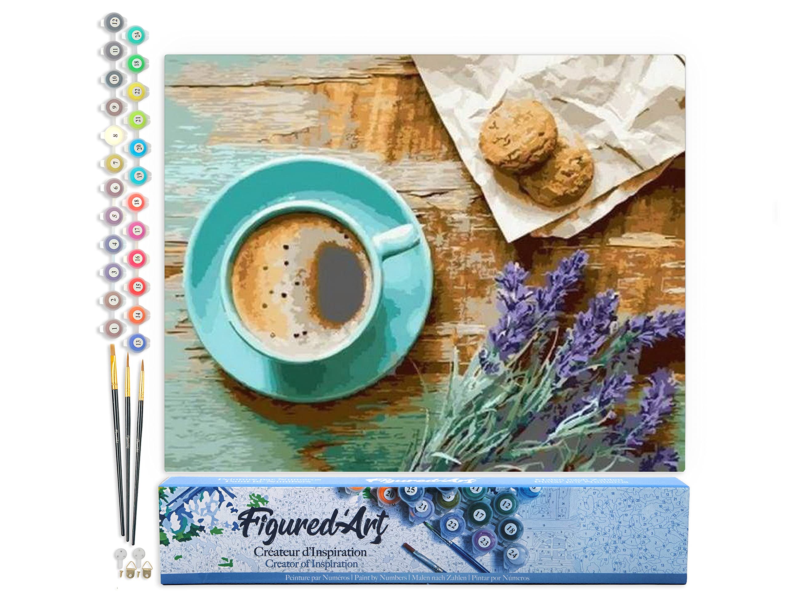Figured'Art Pintar por Numeros Adultos con marco Entrada florecida - Manualidades pintura acrilica Kit Cuadro DIY completo - 40x50cm con bastidor montado — view 22
