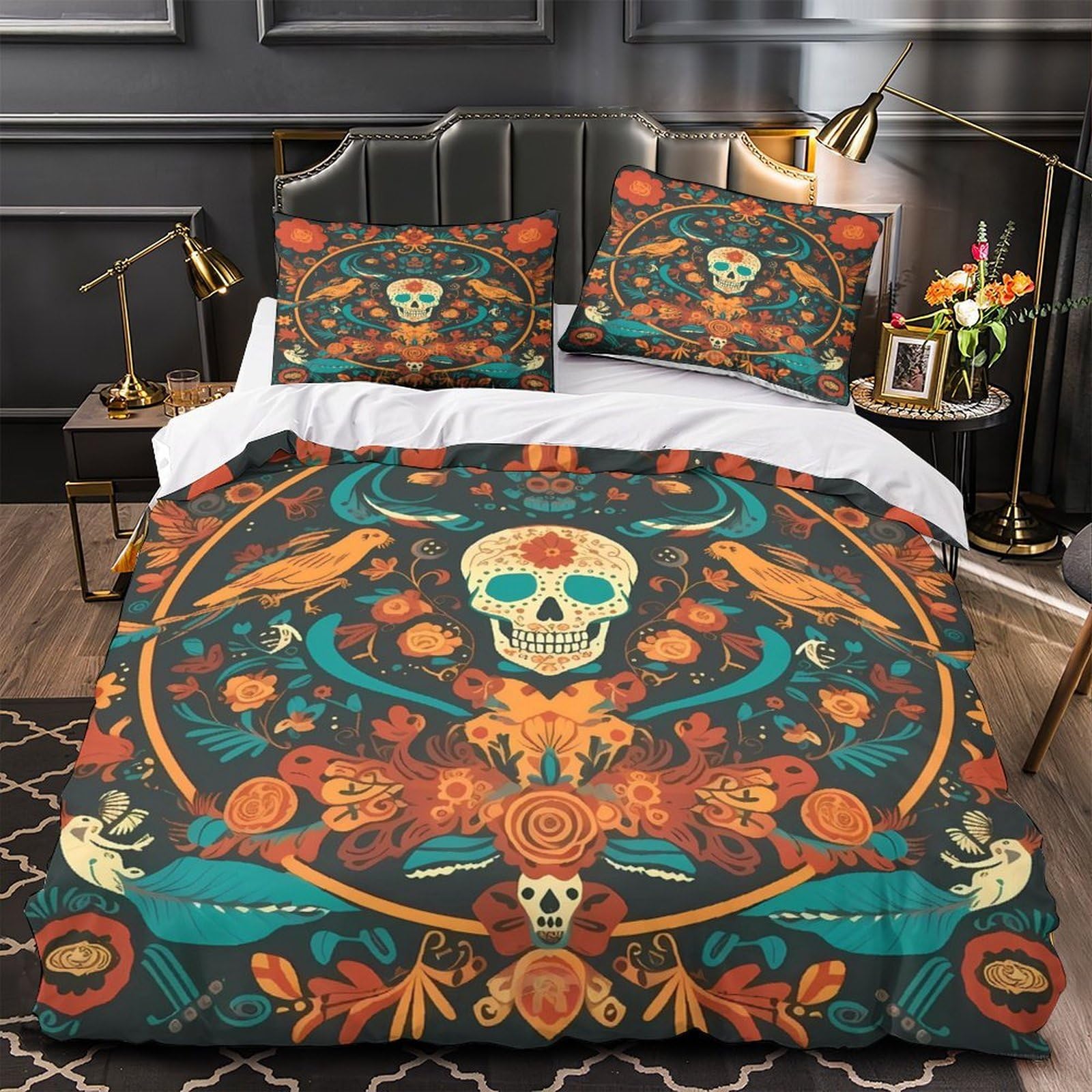 Housse de couette Jour des Morts microfibre ultra douce hypoallergénique