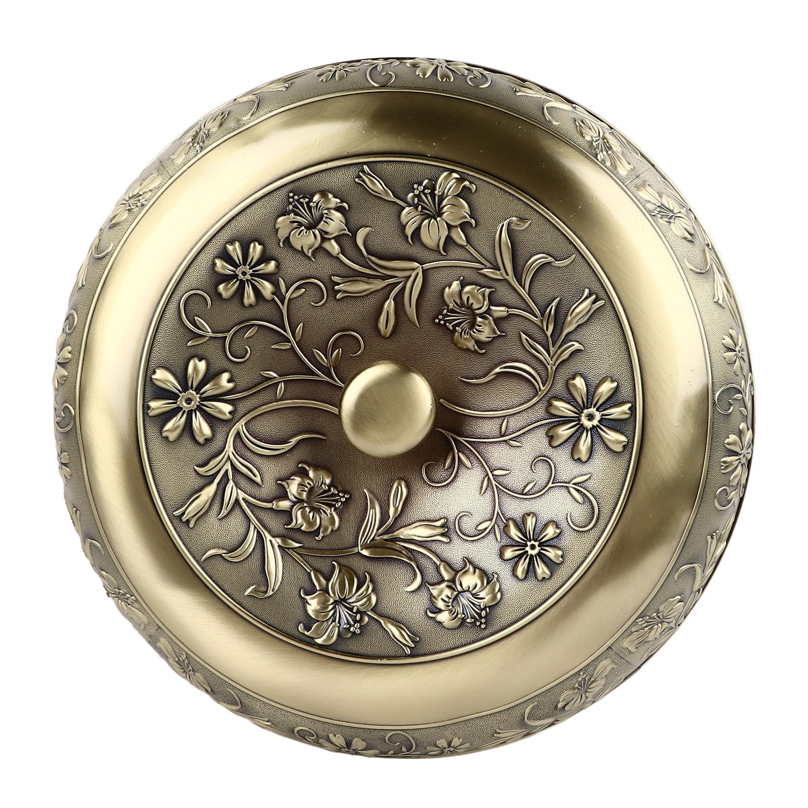 Ausla Boîte à Fruits Secs Vintage, Récipient à Noix en Alliage de Bronze avec Couvercle, Plateau à Collation à Motif Floral divisé pour Salon, Hôtel, Bureau, Salle de Réception, Rangement