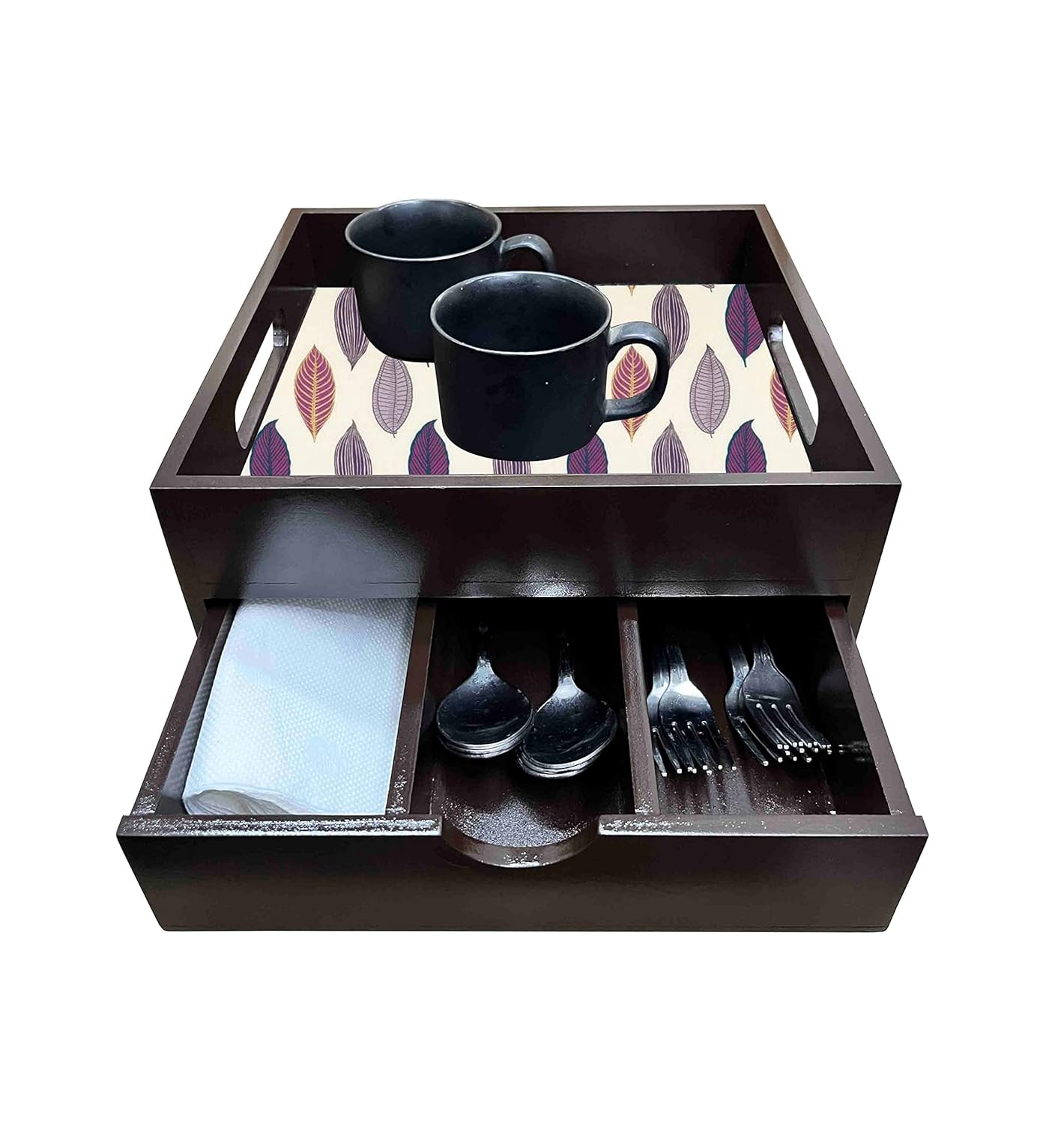 Deckor Depot Drawer Tray Serving Tray Wooden Serving Tray with