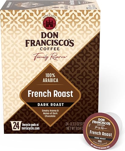 Don Francisco's French Roast Single Serve Coffee Pods, Dark Roast, 24ct | Compatible with Keurig Coffee Pod Brewers, 100% Arabica Coffee, Convenient Single Serve Brewing, Fresh Brew in Every Cup