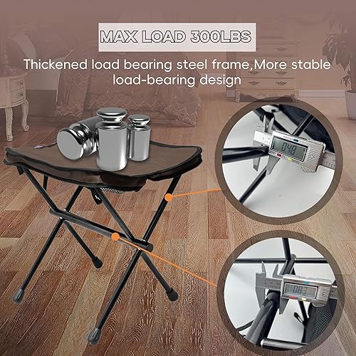 Miniatura 5 de Wesqunie Taburete plegable portátil para campamento, 13.7 pulgadas de altura, compacto y plegable, silla de campamento al aire libre, reposapiés,
