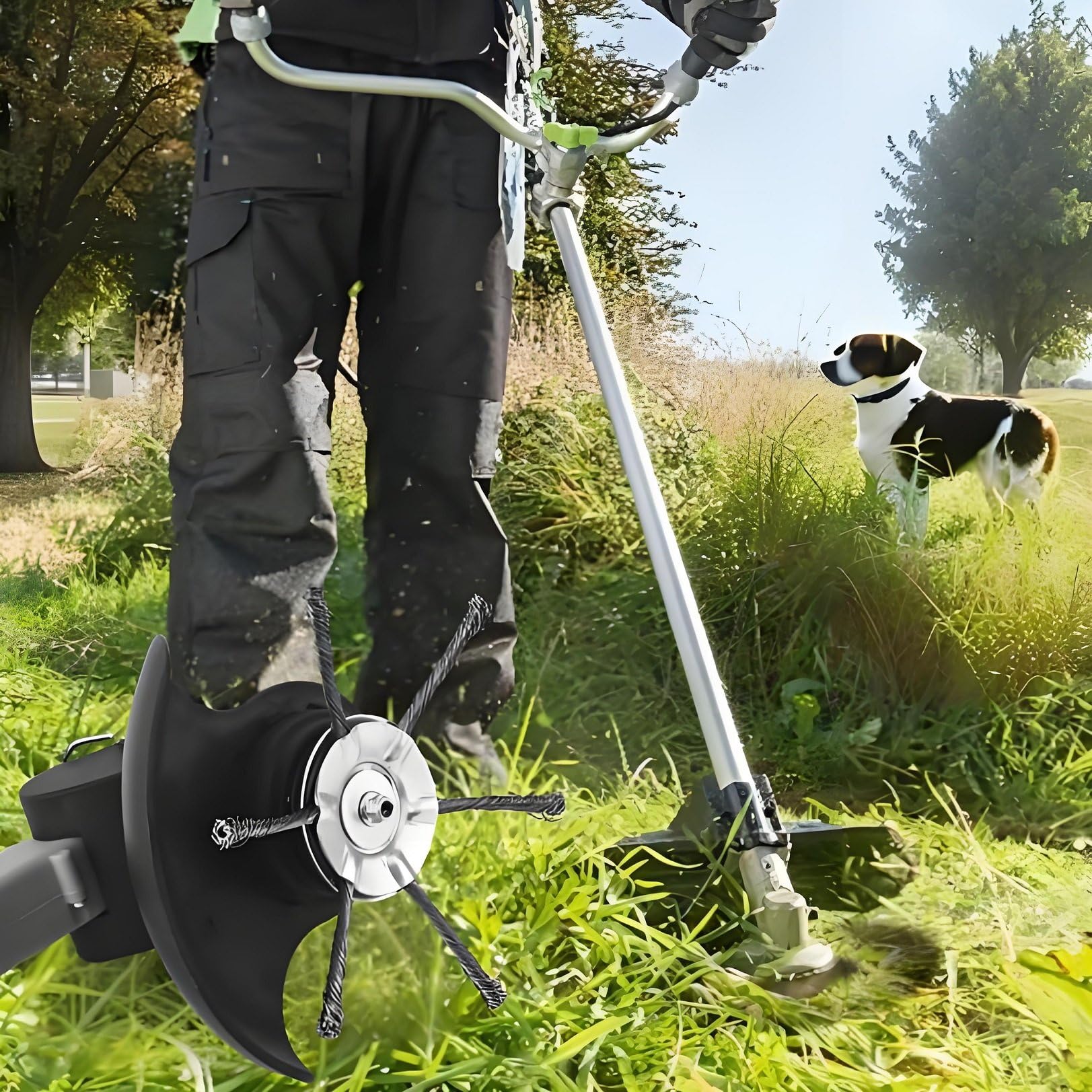 AGSYFFD 2 teste per decespugliatore in filo di acciaio resistente, attacco universale per decespugliatore da 230 mm, per tosaerba a benzina, design con filo annodato resistente, testa per