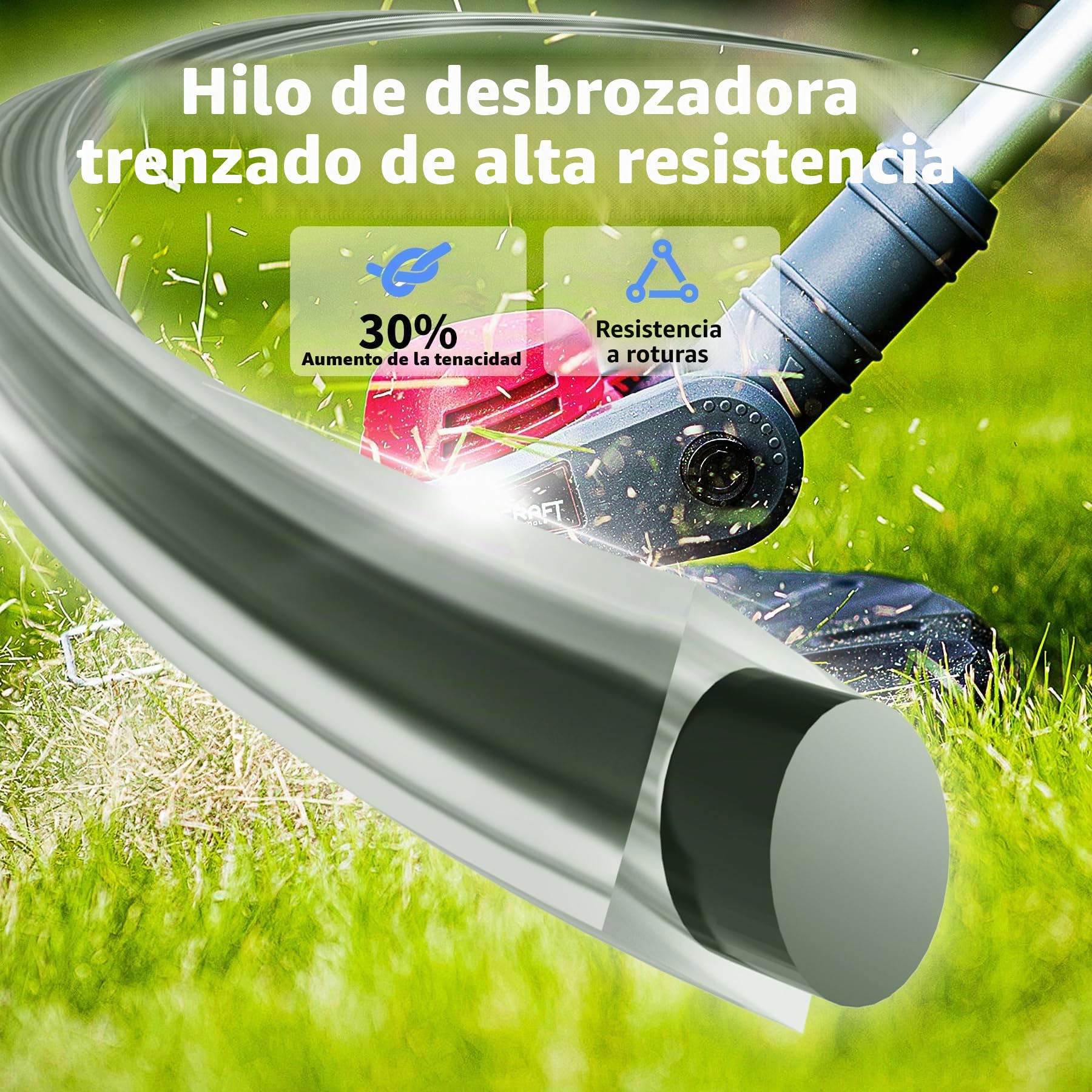 Forever Speed Hilo Desbrozadora, 2.4 MMX 100 m Cable, Universal Hilo Nylon, Gris Negro, Retorcido
