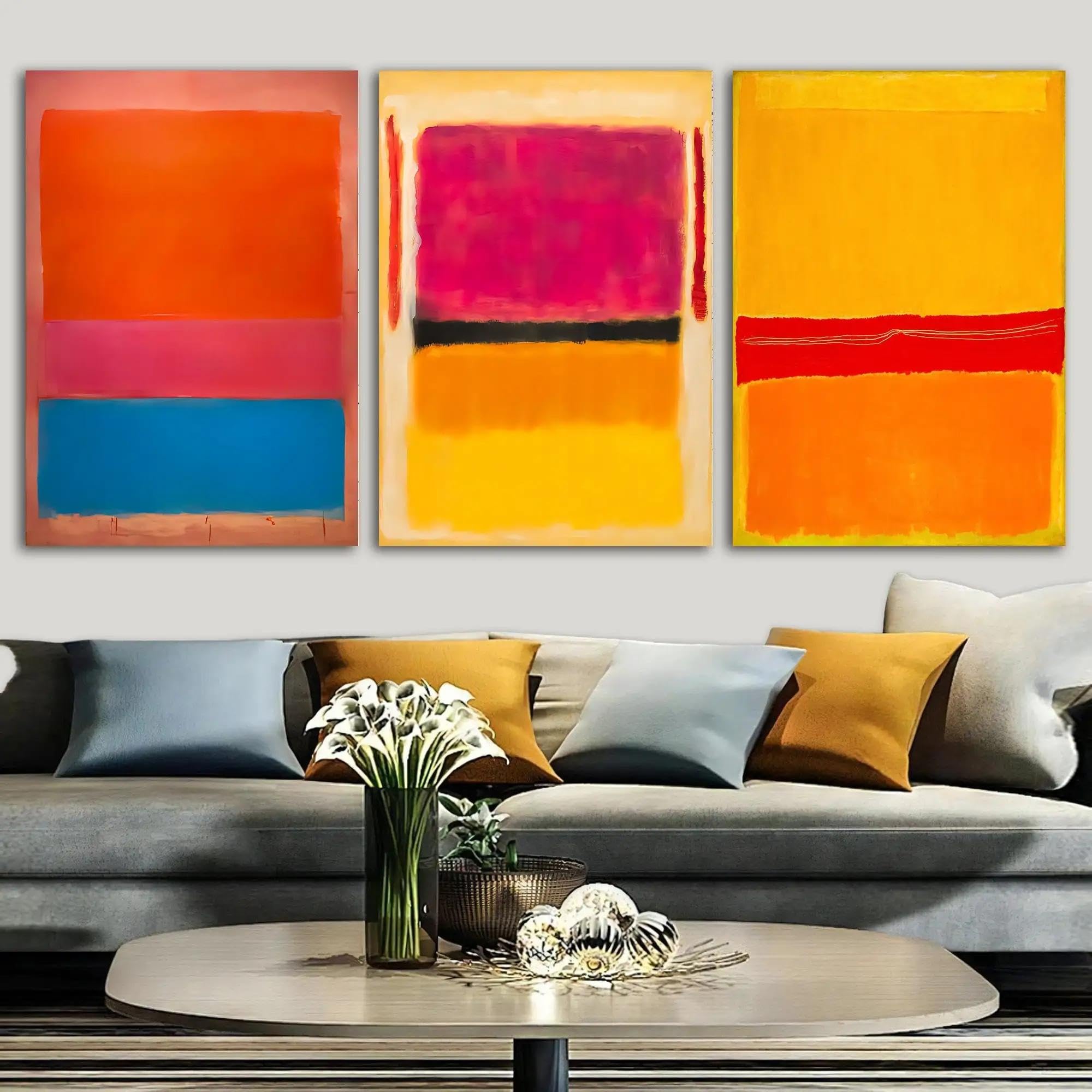 GKUVBF Mark Rothko Arte Astratta Classica Poster Stampe su Tela Arte della Parete Rothko Riproduzione Immagine per Soggiorno Decorazioni per la Casa 70x100 cm-3 Pezzi Senza Cornice