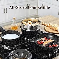 Vista 6 de 21PCS ceramic cookware set,Nonstick ceramic pan, Removable Handle pots and pans set, Stackable Pan Set, Nonstick Pots and Pans Set Non Stick(Black)