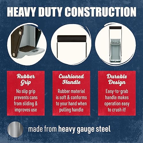 Miniatura 7 de McKay Trituradora de latas de metal de 12 onzas, trituradora de pared resistente para seltzer de aluminio, refrescos, latas de cerveza y botellas