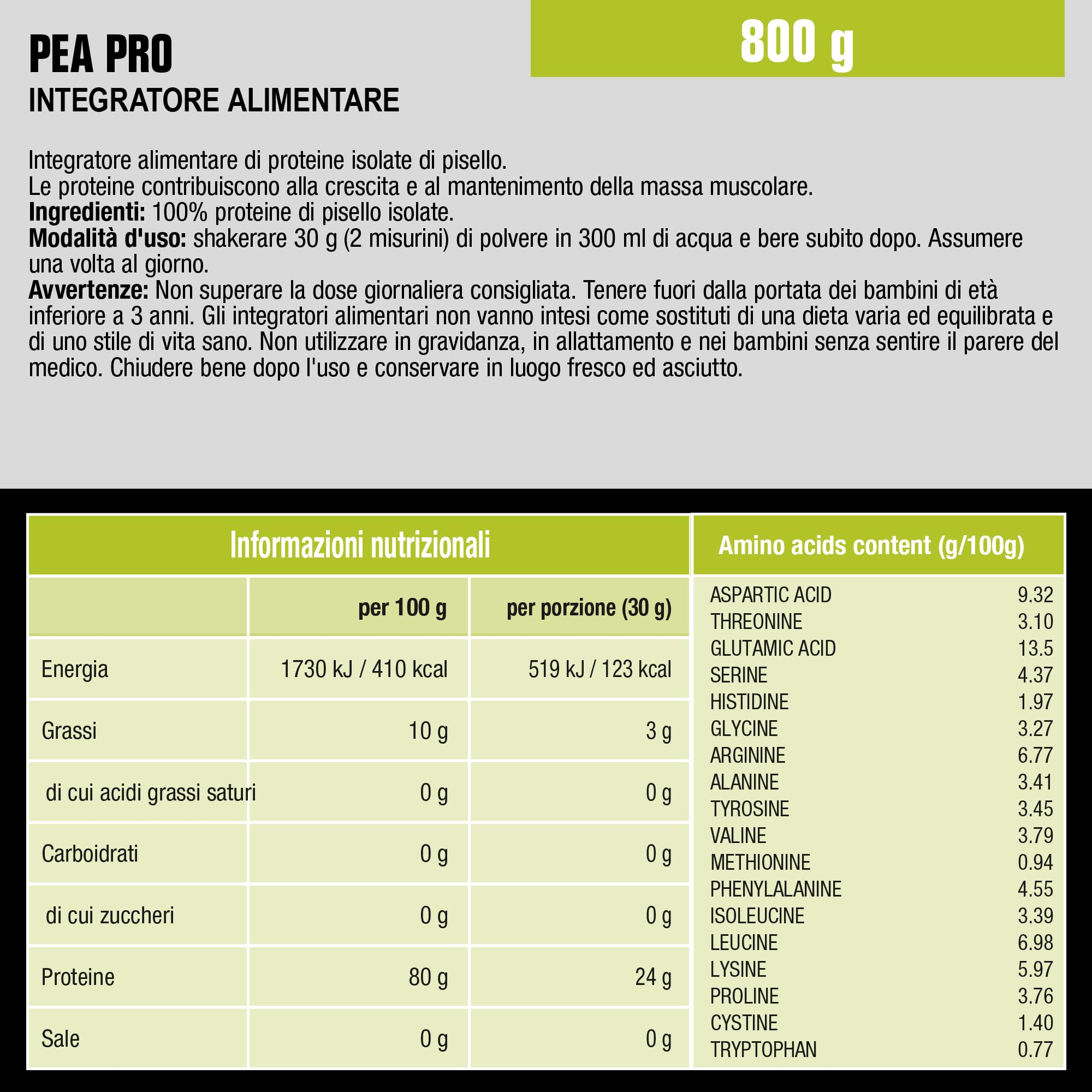 Anderson Pea Pro | Integratore in polvere di proteine di piselli 100% vegetali. Gusto Neutro| 100% Vegan, 100% Naturale | Senza Glutine e Senza Lattosio.