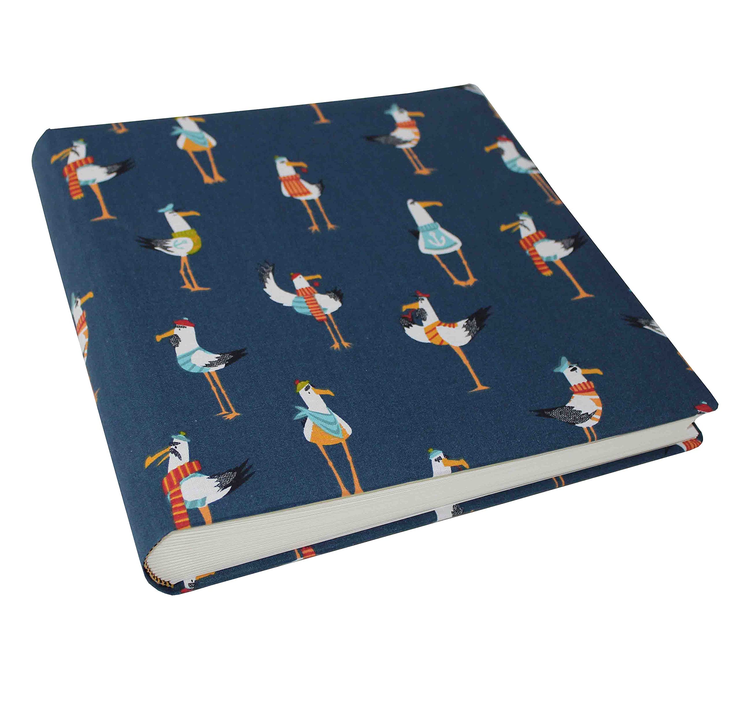 Álbum de fotos infantil clásico con cubierta de tela de algodón azul.