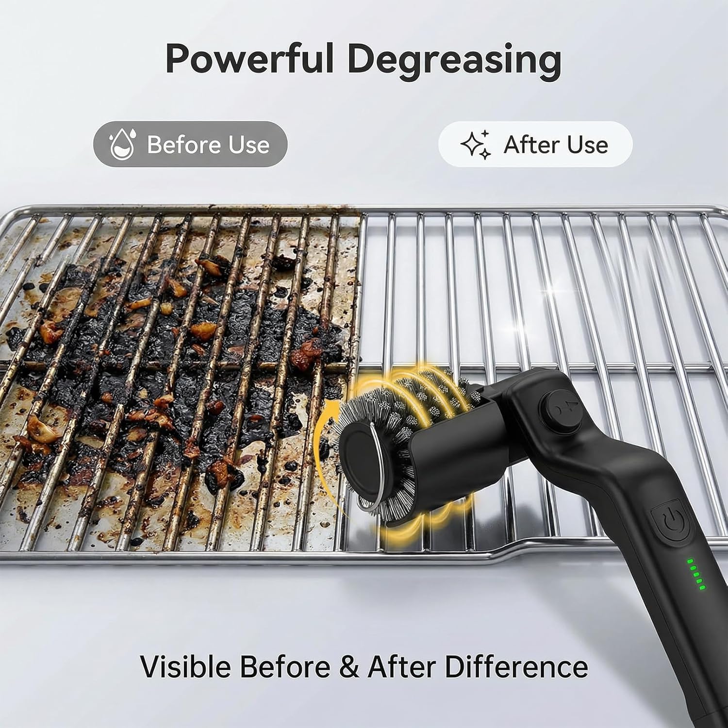 Cordless Electric Grill Brush, 7-Angle Adjustable Head for BBQ Grate Cleaning, Heavy Duty Rotary Scrubber with 3 Speeds, Heat-Resistant Design for Outdoor Grills