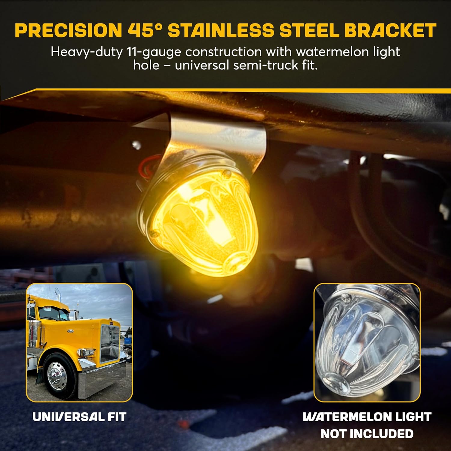 45 angle Bracket With Watermelon Light Hole Stainless Steel | Watermelon Light Not Included | Universal Fit