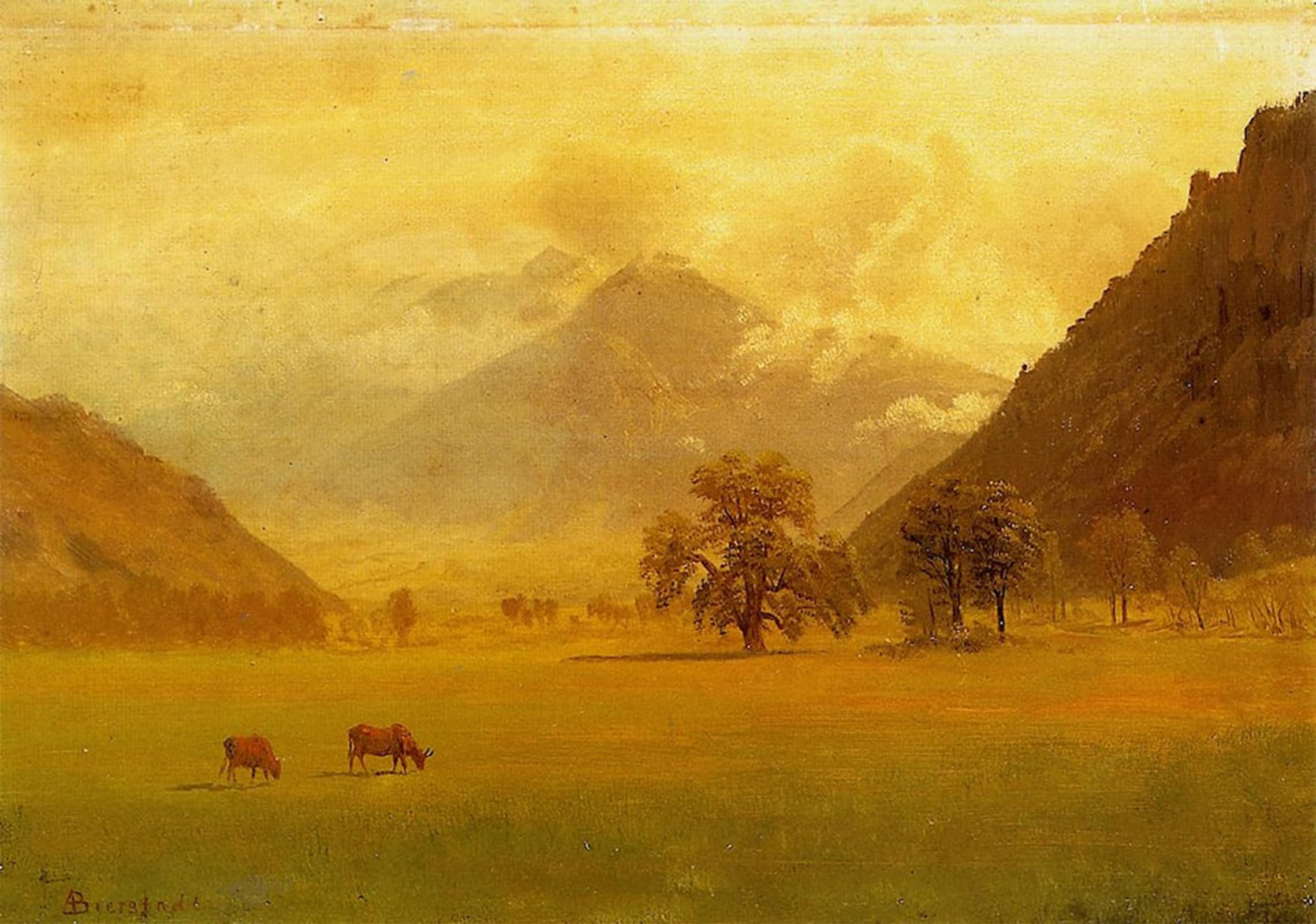 SERENDIPITP Vintage Wall Art Canvas Nordic Poster Canvas Print Picture Rhone Valley by Albert Bierstadt Wall Art Poster for Home Decor 60x90cm