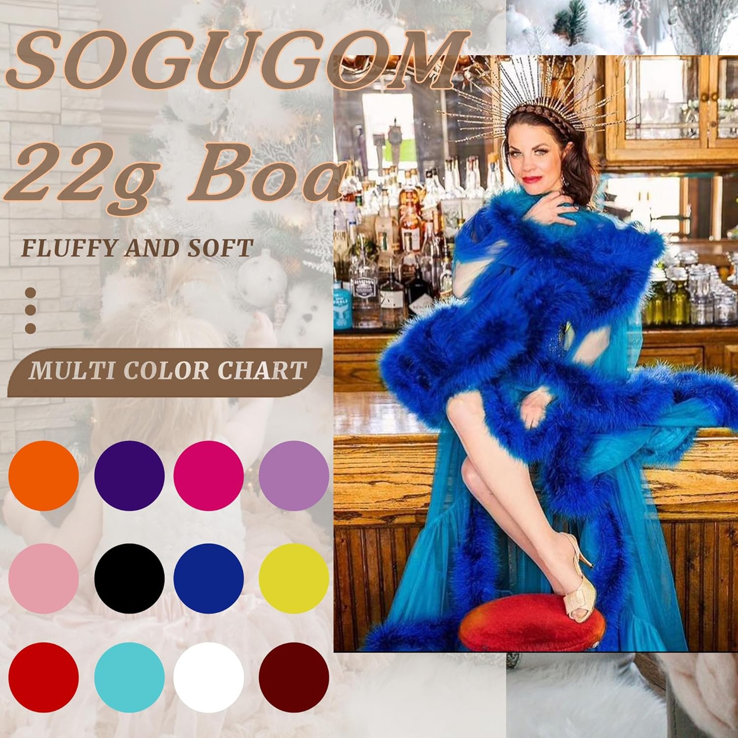 Pink Marabou Feather Boa - 22g 2 Yards Boas for Party Bulk, Wedding, Halloween, Home Holiday Decoration(Light Pink) - Image 5