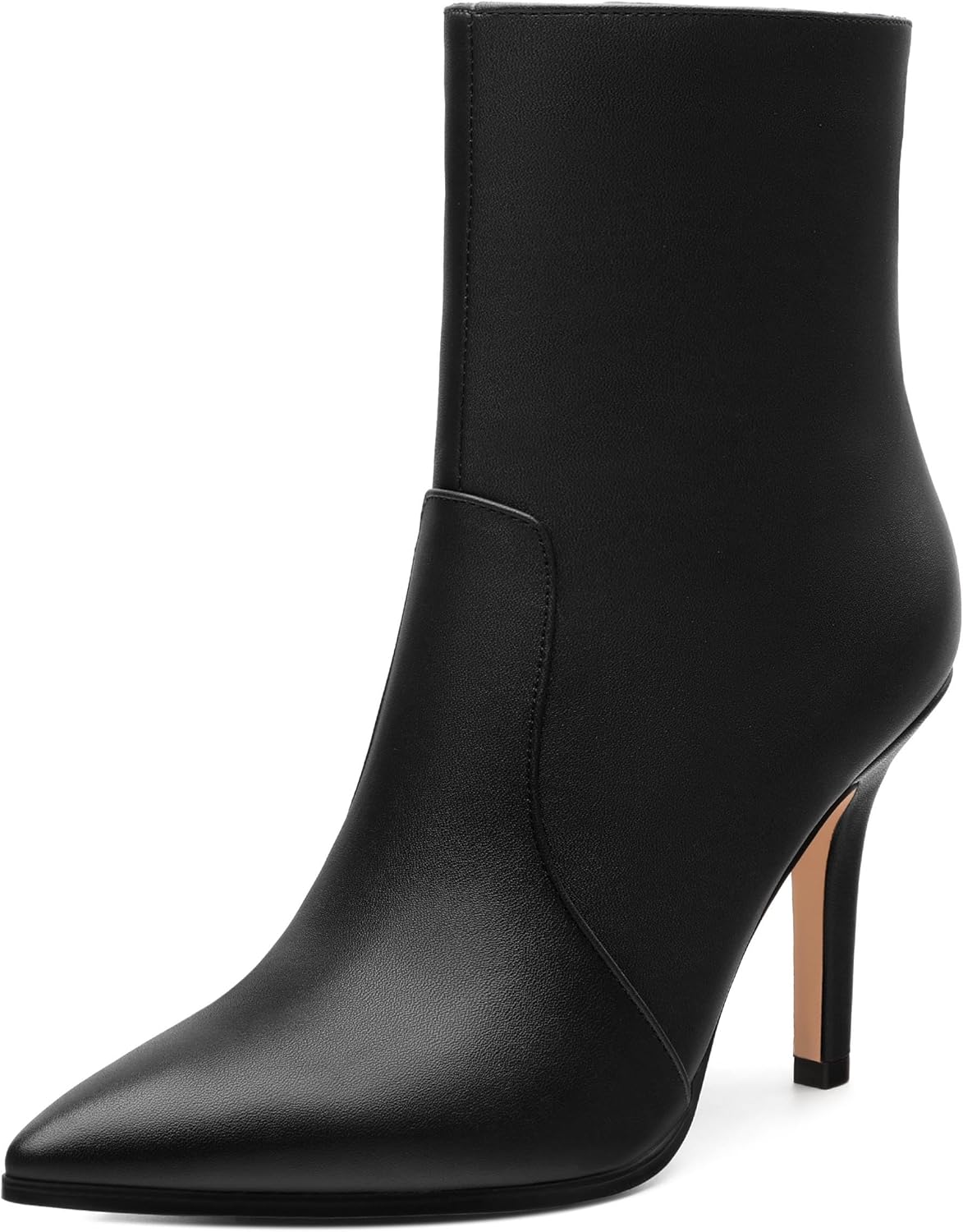 Womens Boots Ankle High Stiletto Heel Pointed Toe Side Zipper Solid Matte Bootie Ankle Fashion Short Bootites for Daily Office Party