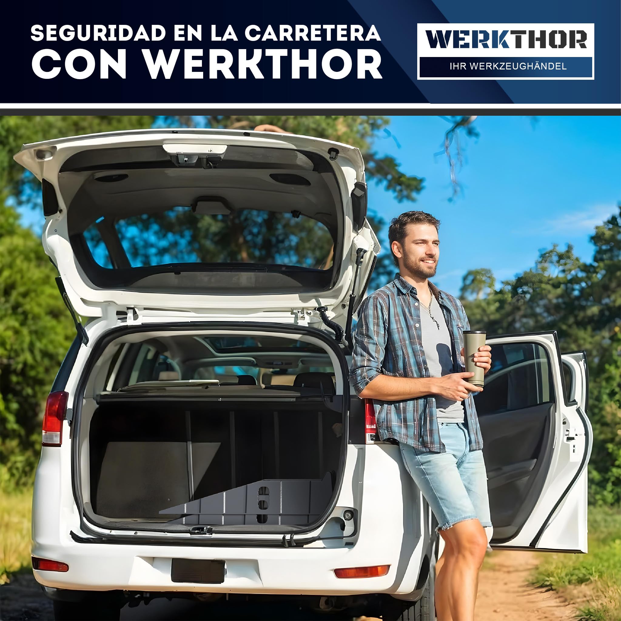 WERKTHOR Coche Rampa Drive-on - [Juego de 2] Rampas Drive-on para Máximo Agarre [<5t] - Coche Rampa Resistente para Cualquier Superficie - Rampas para Coches 2 Piezas