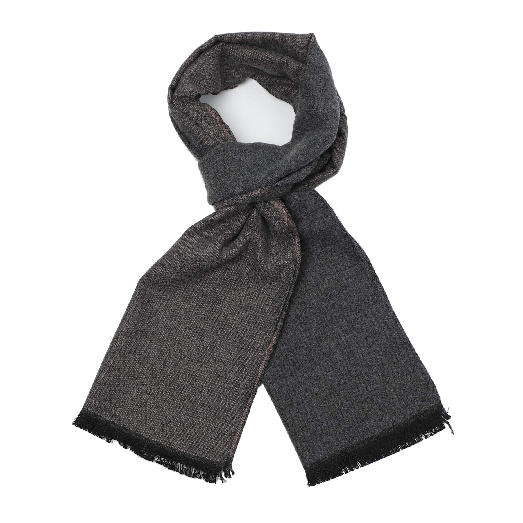 soul young Long Cotton Scarf for Men - Warm Fringe Plaid Scarves With Luxurious Gift Box (Grey&Pink)