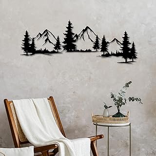 Xedatric 15.35 * 44.09 Inchs Mountain and Forest Metal Wall Decor, Horiz...