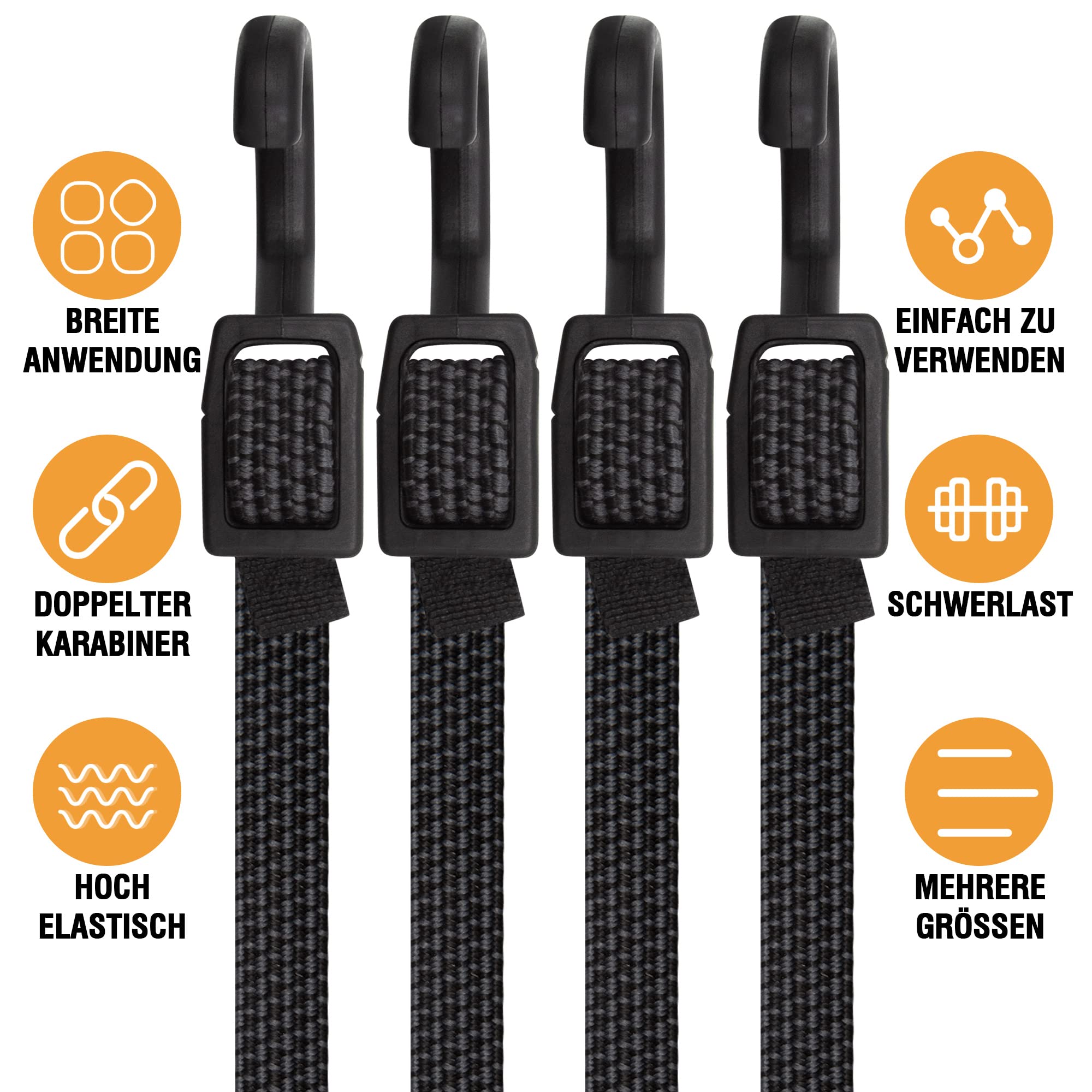 Bungee Cords, Flat Adjustable Bungee Cords with Hooks Heavy Duty 100 cm - Image 4