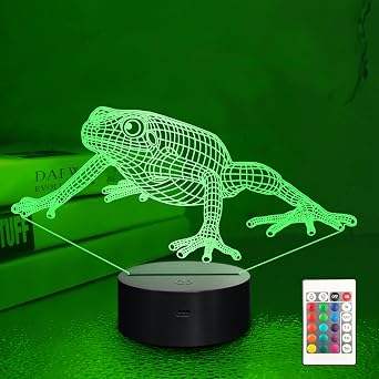 Lampeez Frog 3D Night Light Kids Optical Illusion Lamp with 16 Colors Remote Control Changing Birthday Xmas Valentine Gift Idea for Boys and Girls