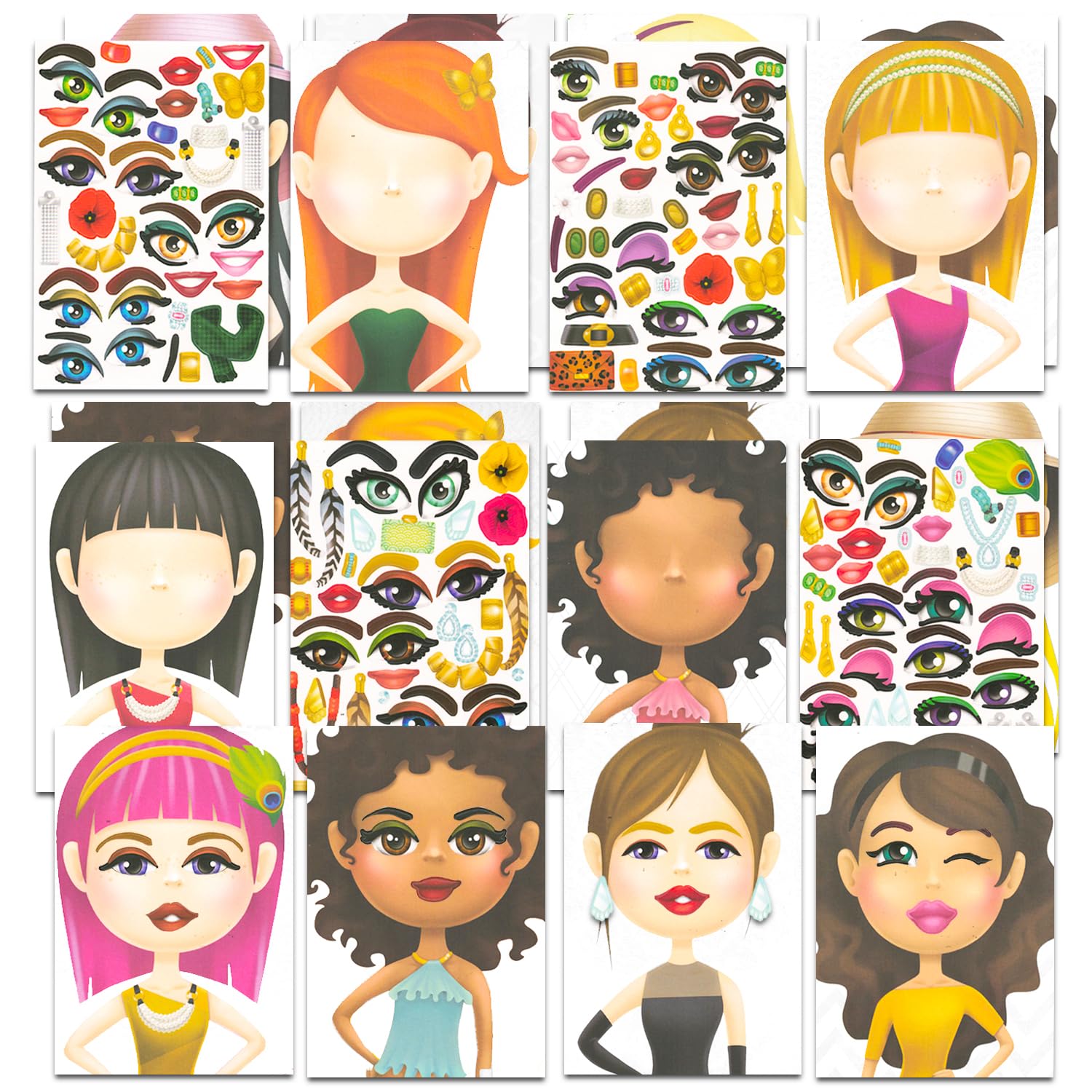 Make A Face Sticker Bücher Set – 3 Bücher Mit über 90 Gesichtern & 1000 Stickern