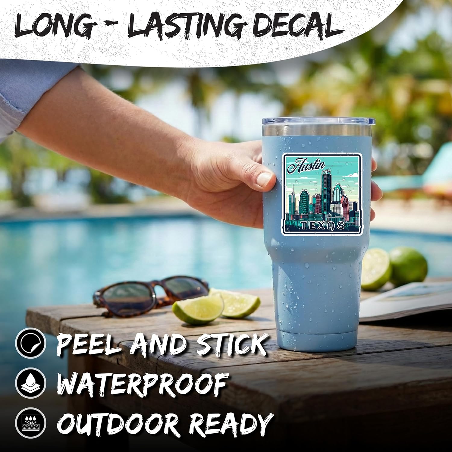 Austin Texas Sticker 4 Inch City Travel Souvenir Destination - Waterproof Vinyl Decal for Laptop Water Bottle Car Tumbler - Durable Aesthetic Long-Lasting Stickers for Adults ID44990 - Image 3