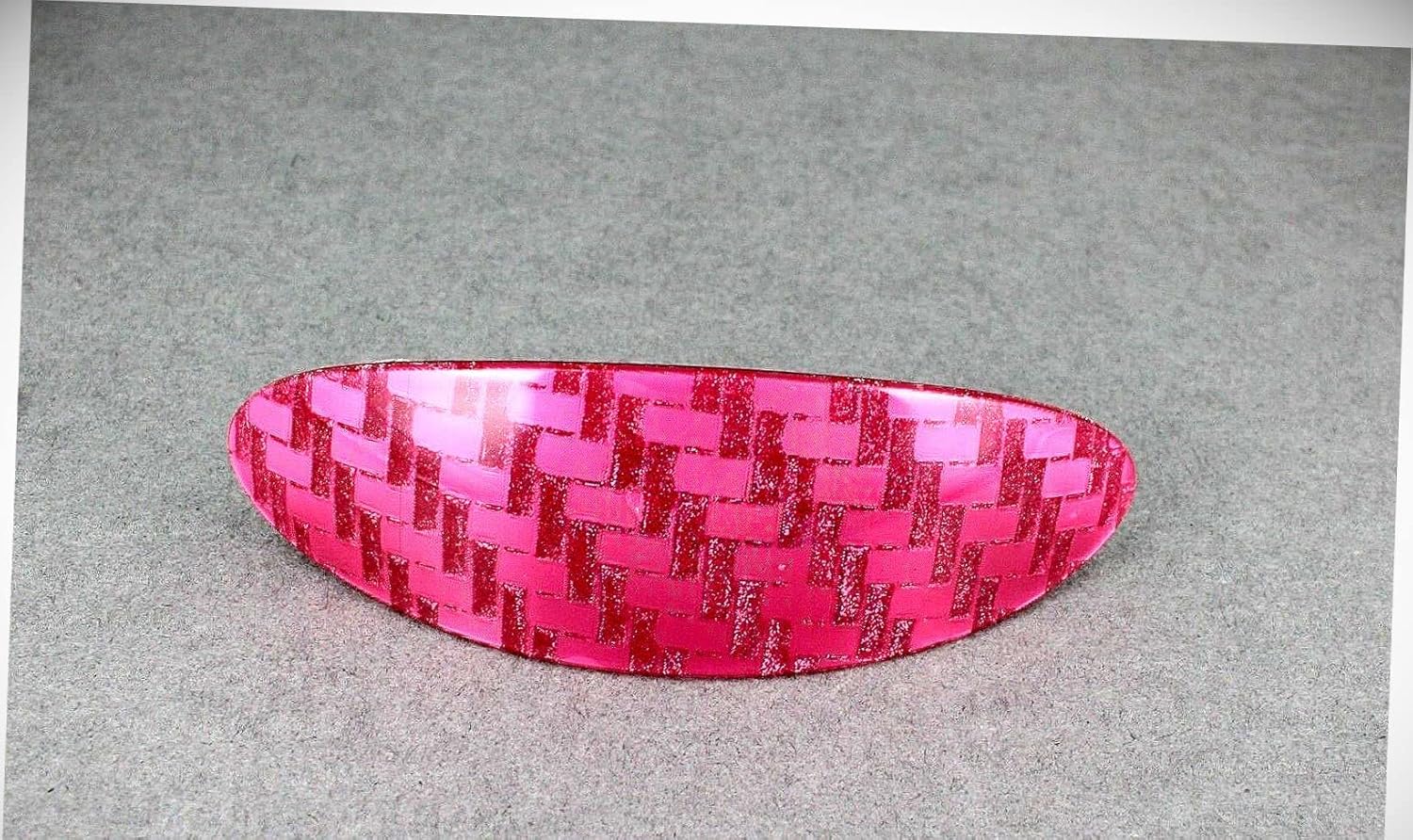 Perfect Hairstyle with Our Hair Accessories - Pink Barrette Oval Plastic Curved Hair Clip 3 7/8" Long 1" Wide Sparkly Fashionable Hair Accessory Hair Jewelry Accessories for Lady Women