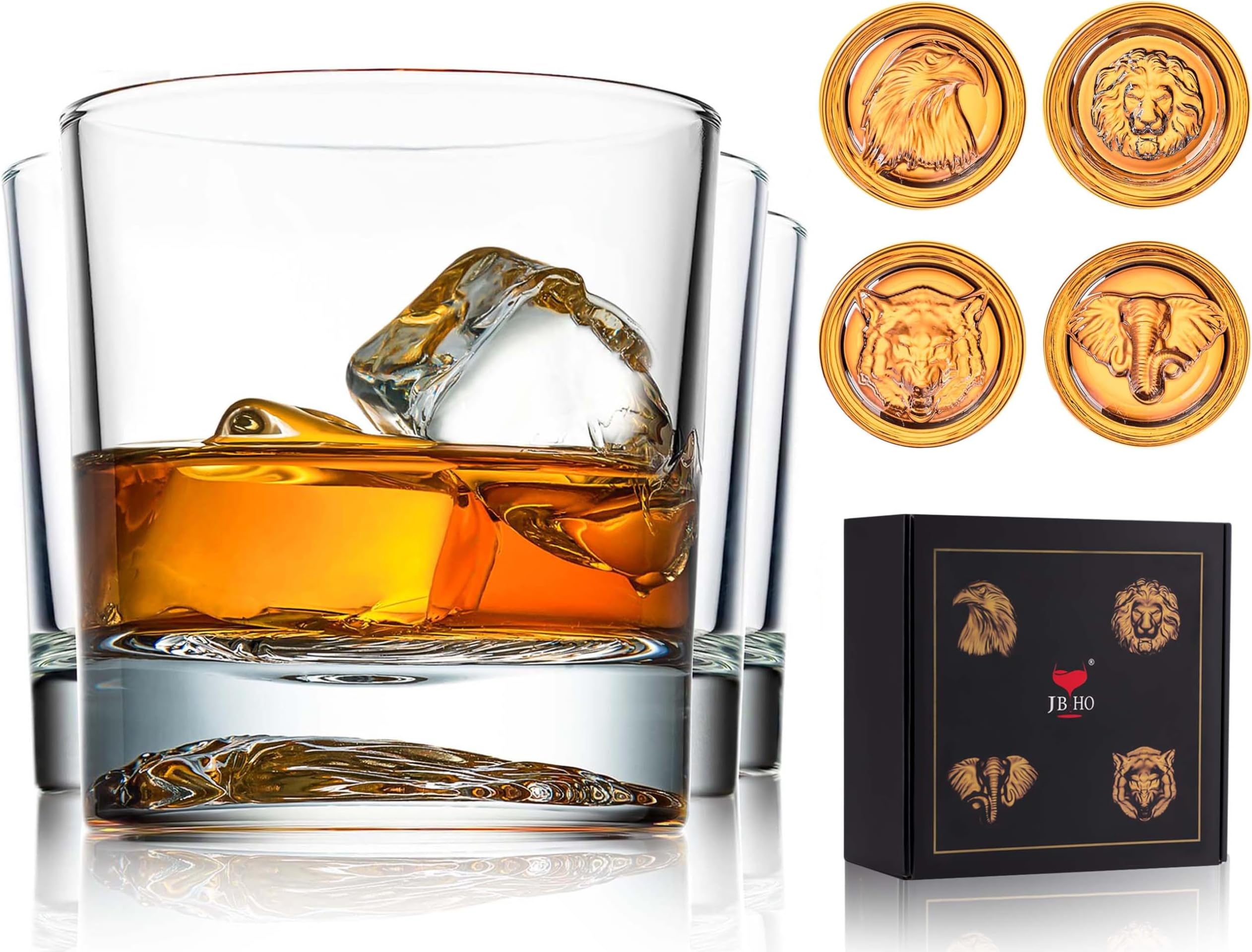 Double Old Fashioned Whiskey Glass (Set of 4) with Granite