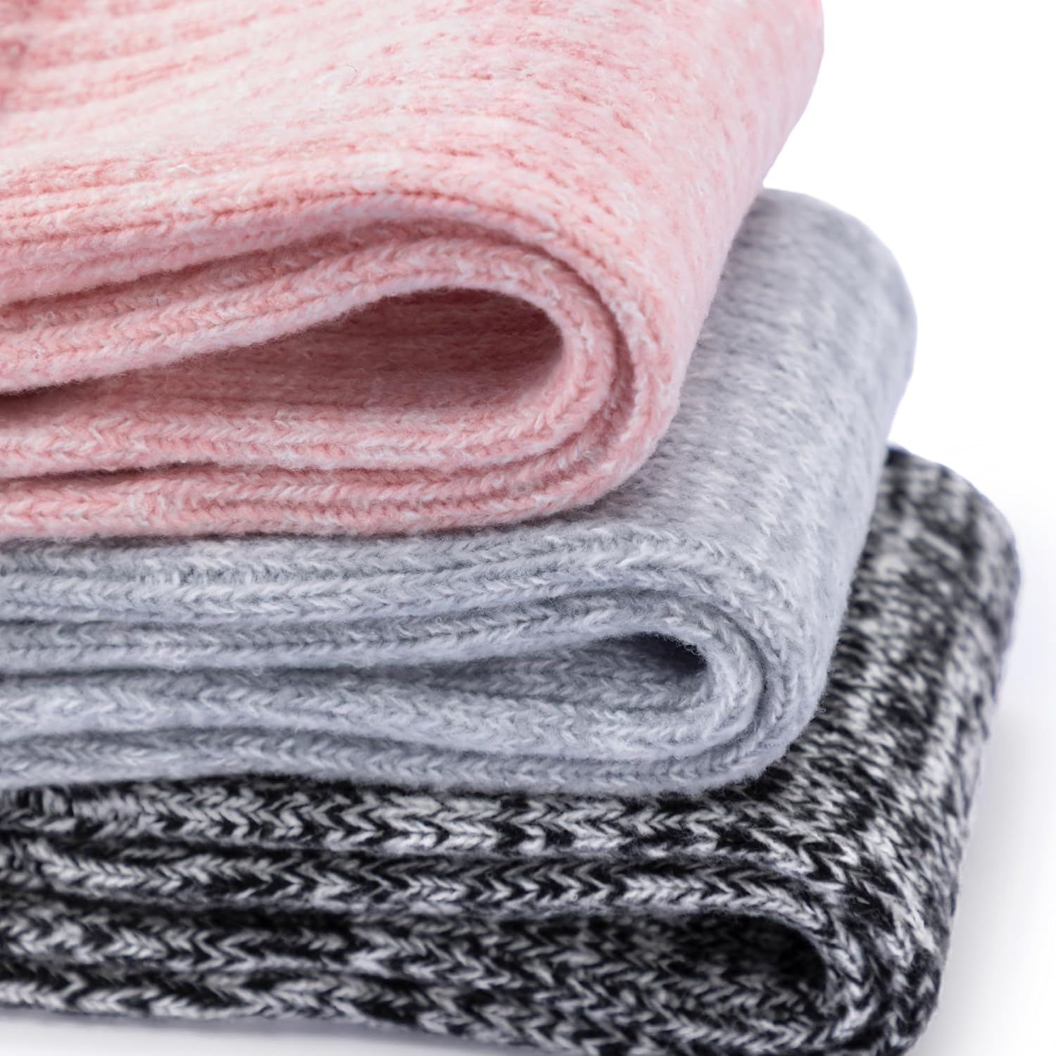 RockDove Women's Set Original Two-Tone Memory Foam Slipper (Size 7-8 US, Light Grey/Red) & 3-Pair Cashmere Knit Calf Warm Socks