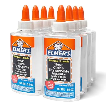 Elmers Liquid School Glue, Clear, Washable, 5 Ounces, 8 Count - Great for Making Slime, Arts & Crafts, Back to School, Classroom Supplies, #1 Teacher Brand