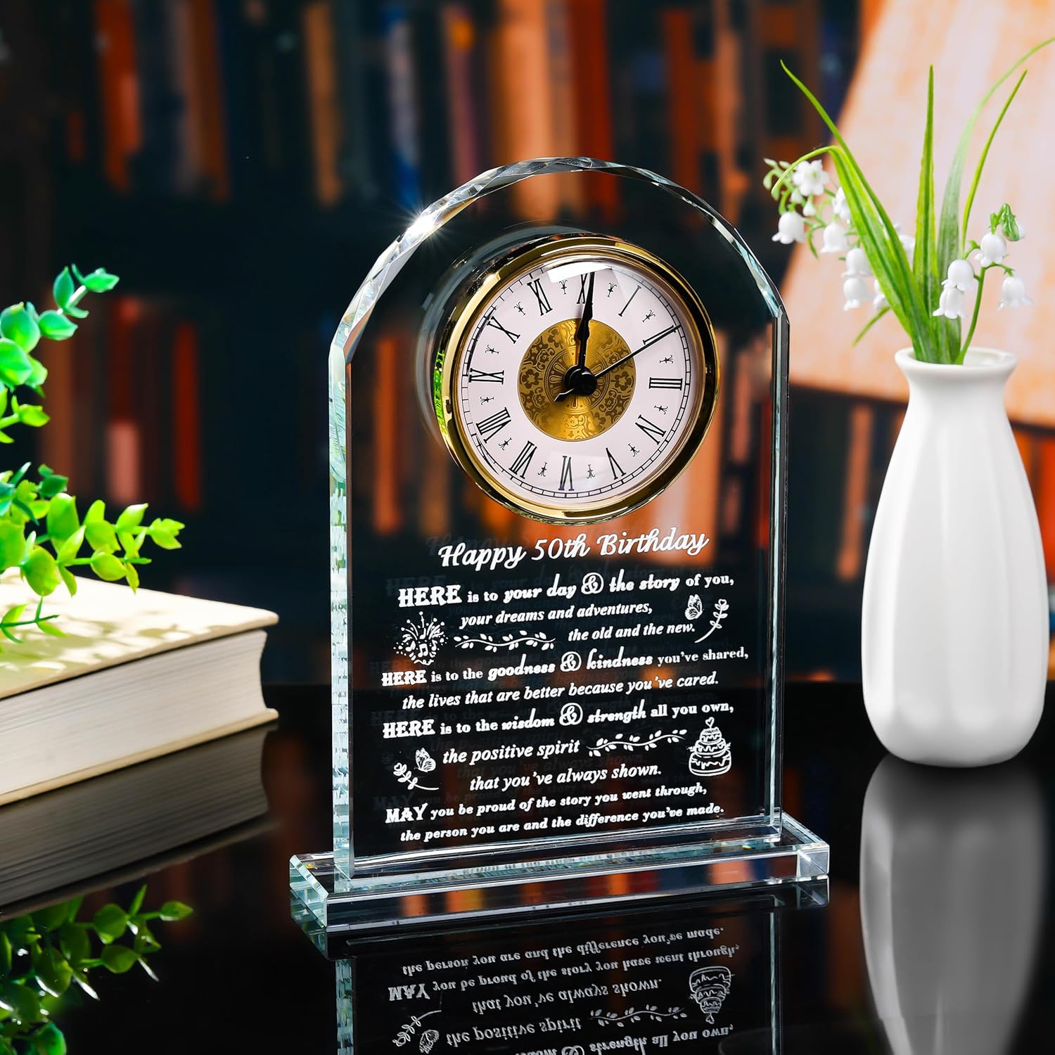 Movdyka 50th Birthday Gifts for Women Men - Crystal Clock Gifts Personalized 1976 50 Year Old Birthday Present for Her Him - Happy 50th Birthday Gifts Ideas for Mom Dad Unique - Image 5