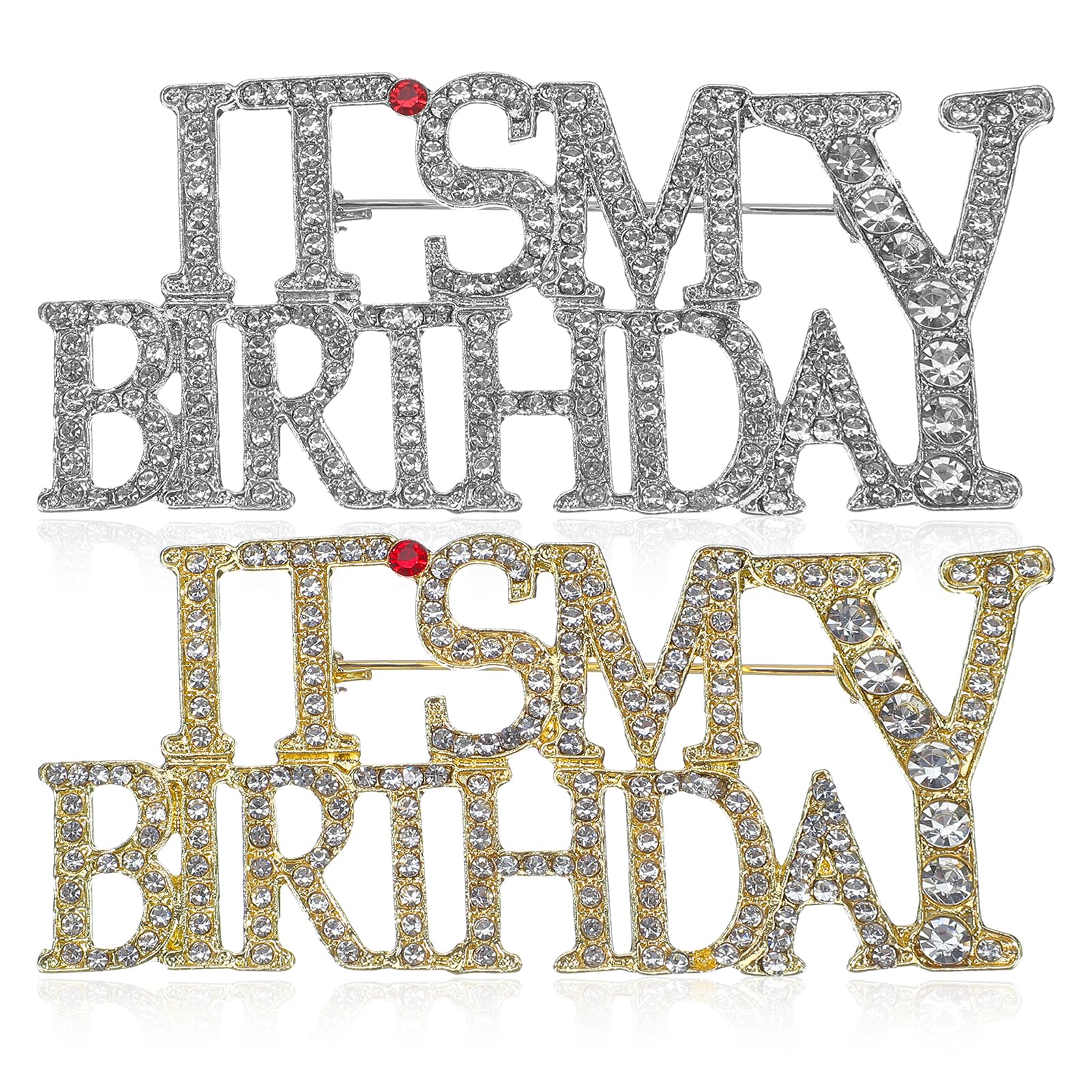 2 PCS Birthday Brooch Pins, It's My Birthday Pin for Women, Gold/Silver Rhinestone Queen Crown Brooch Pins, Shiny Lapel Celebrations Gifts Party Accessories, Buckle Brooches for Birthdays Party-image-32
