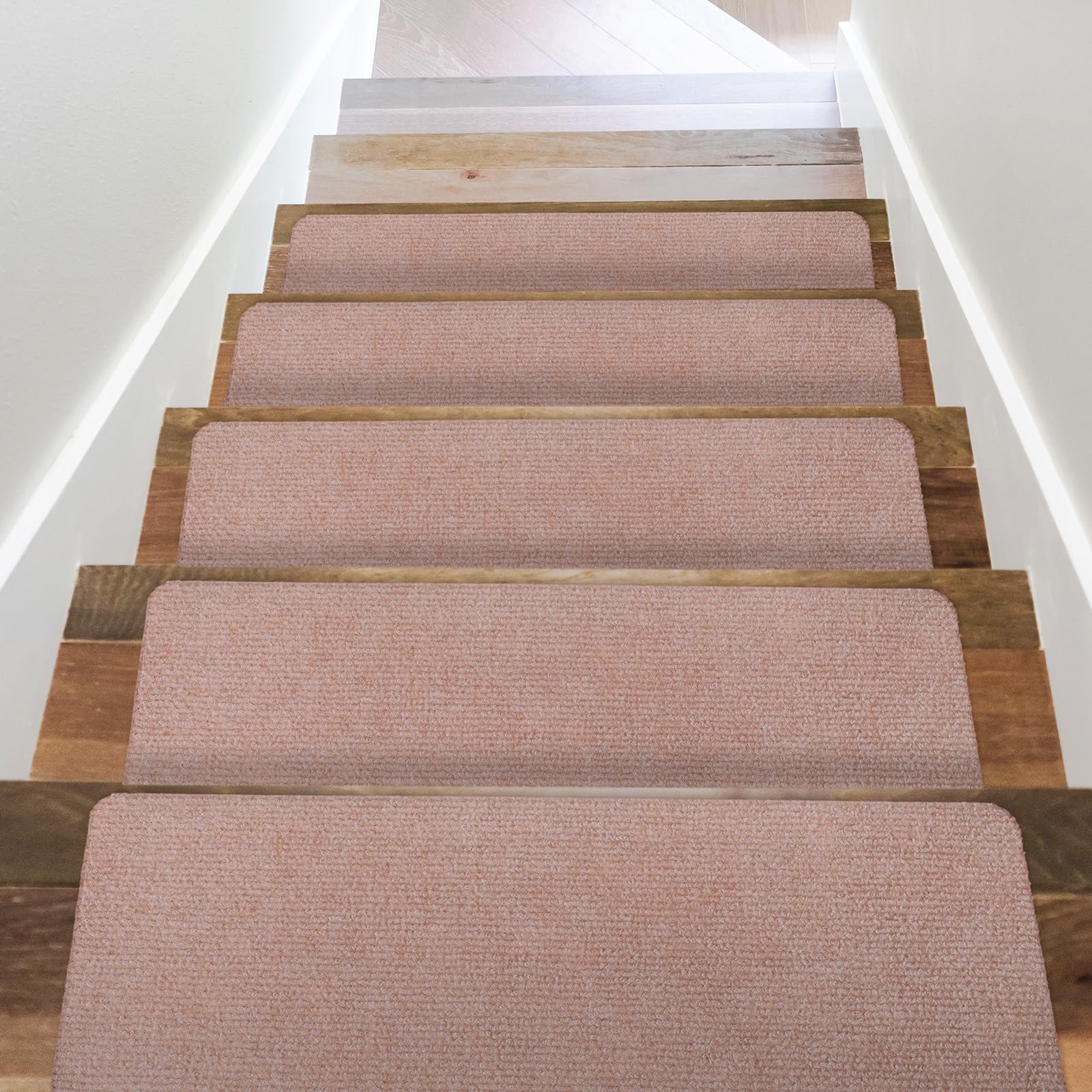 Lot de 15 marches d'escalier adhésives antidérapantes de 55 x 20 cm pour protéger les marches en bois et moquette, faciles à installer et sûres