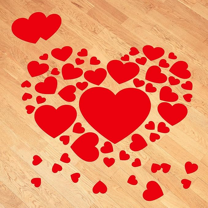 Calcomanías de Piso en Forma de Corazón Rojo 72 Piezas miniatura 2