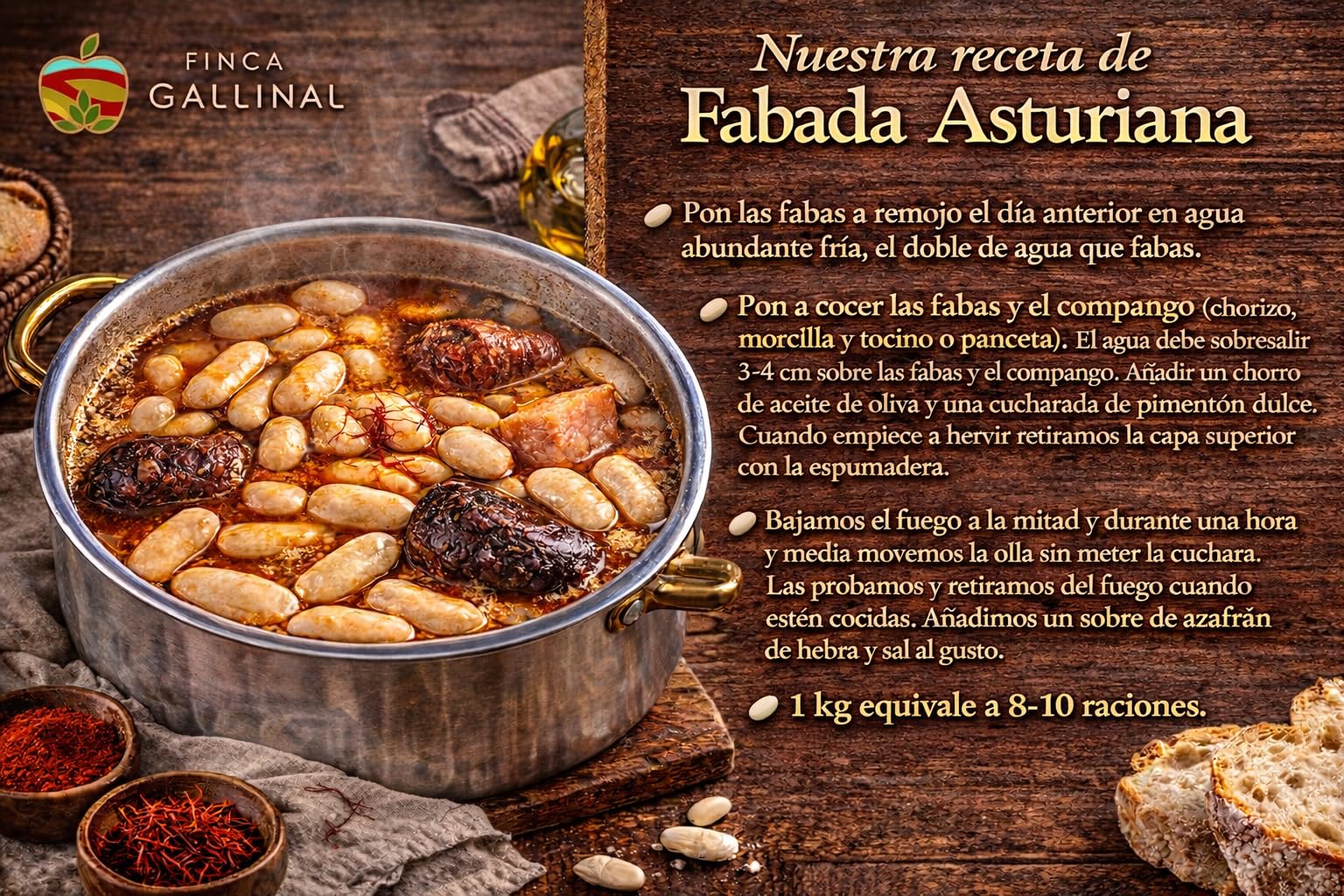 Fabas Categoría Extra – Origen Asturias | Faba de la granja | Finca Gallinal | Cultivo Propio | Alubia Blanca Gourmet para Fabada Asturiana | Selección Premium | Paquete de 1 Kg