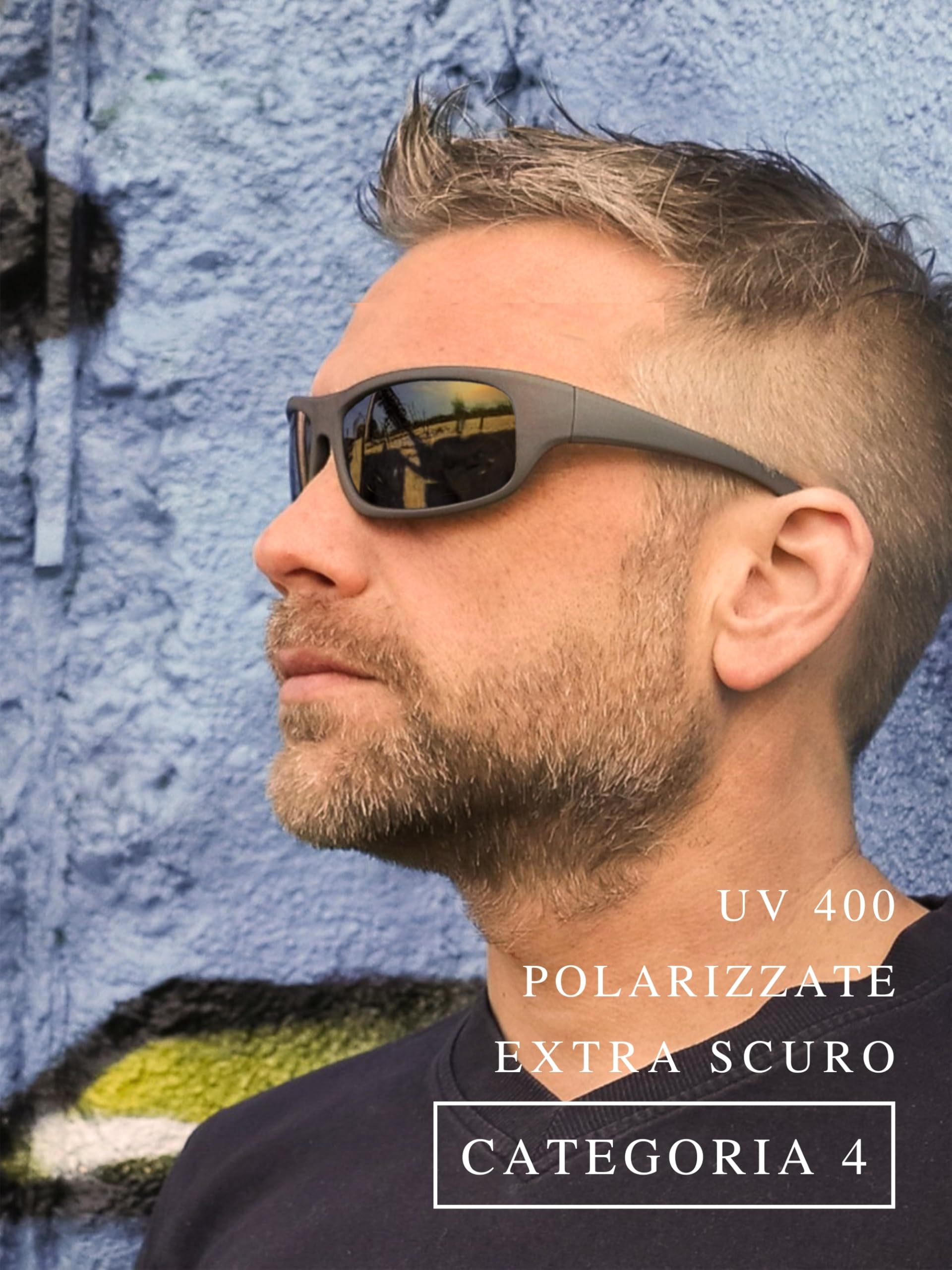 EREBOS Occhiali da sole polarizzati | Cat. 4 particolarmente scuri | Protezione UV 400 | Per sole estremo - montagne e mare | Per fotofobia | Occhiali da sole sportivi per uomini e donne | 24 grammi