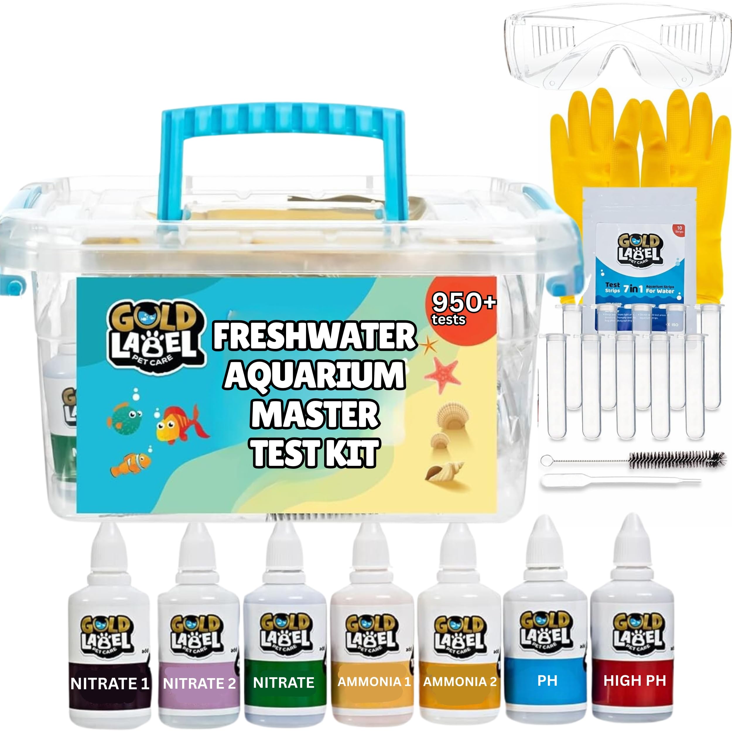 Freshwater Aquarium Master Test Kit – 950+ Tests for pH, Ammonia, Nitrite & Nitrate – Fast & Accurate Water Quality Testing – Ideal for Fish Tanks, Aquariums – Easy-to-Use Complete Kit