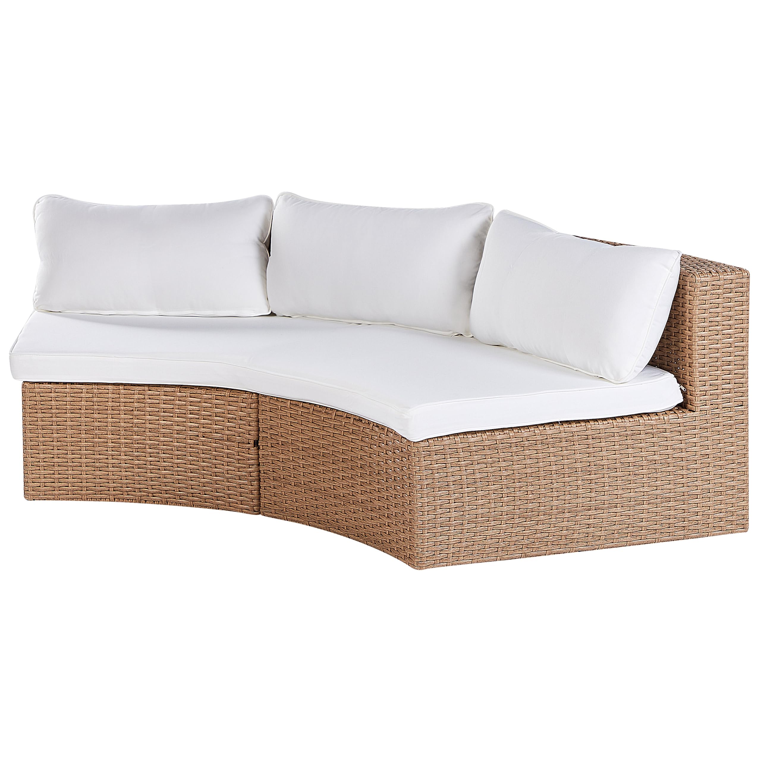 Beliani 9-Sitzer Lounge Set Rattan Sand beige rund mit Auflagen weiß Couchtisch Severo