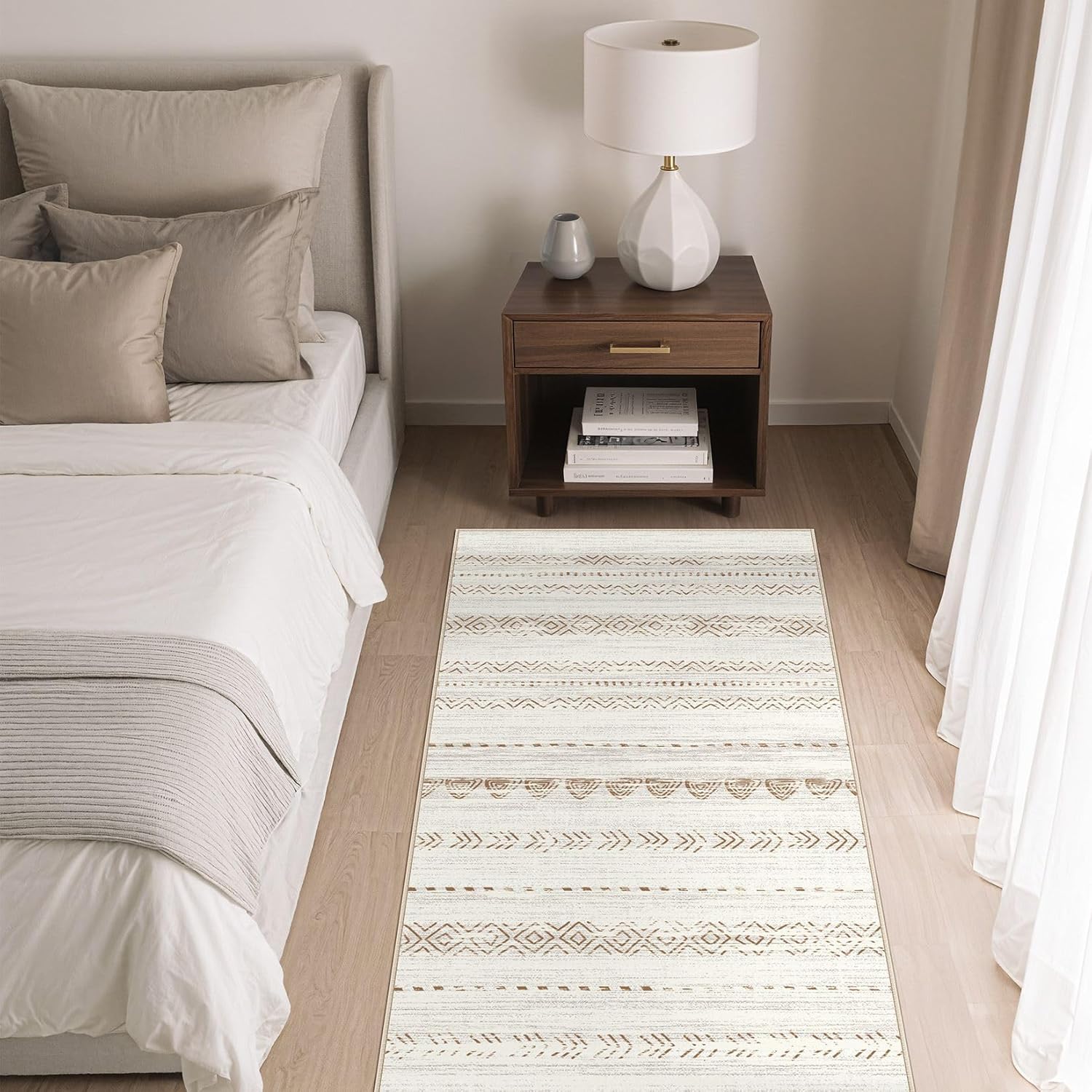 Nakagishi 2X4 Rug Washable Area Rug: Small Soft Boho Farmhouse Neutral Moroccan Non Slip Indoor Low Pile Accent Floor Throw Carpet for Bedroom Bathroom Entryway Kitchen Hallway Closet Home Door-Brown